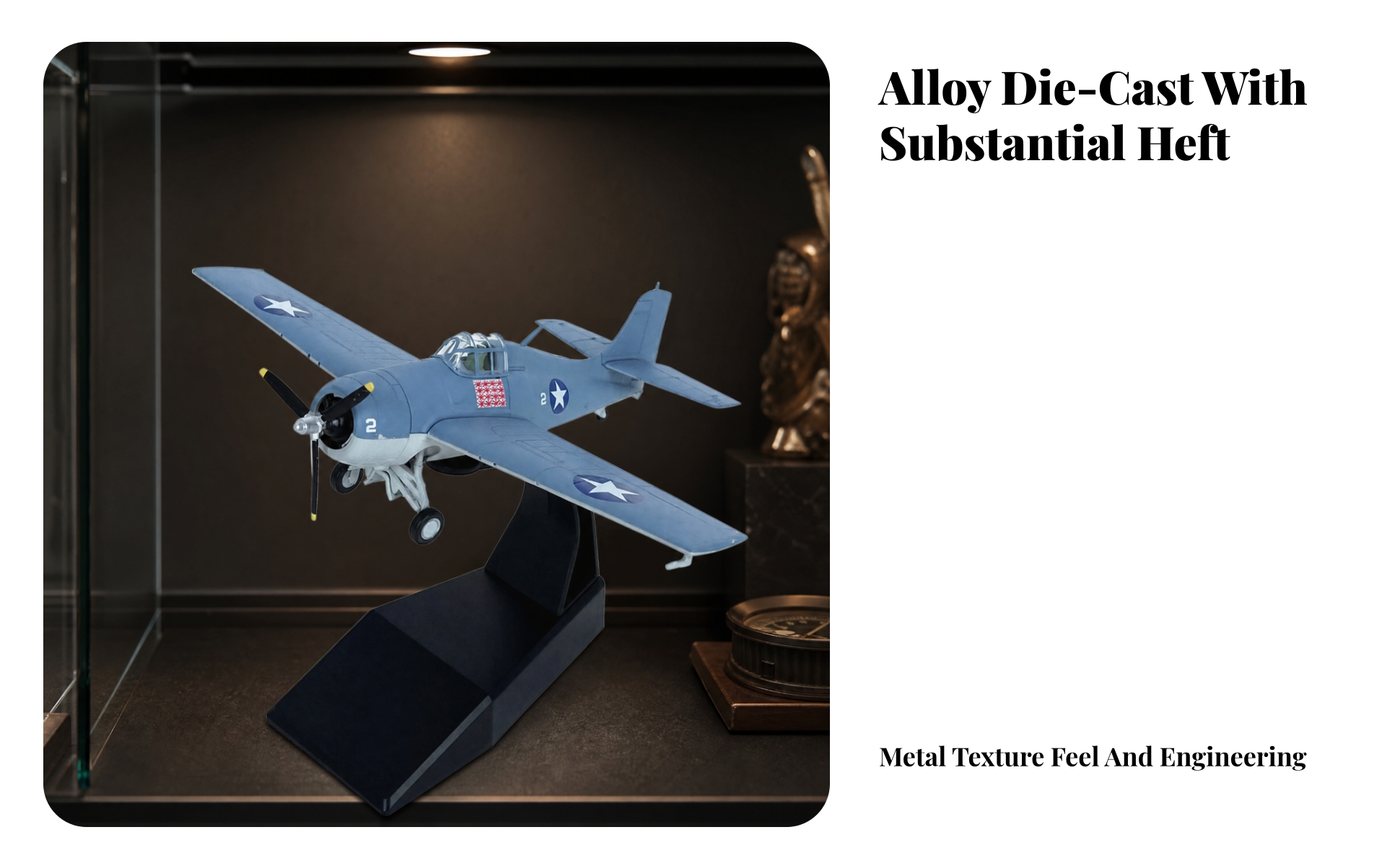 WW2 US Fighter Plane Model Pre-Built 1:72 Scale F4F Carrier Fighter Model