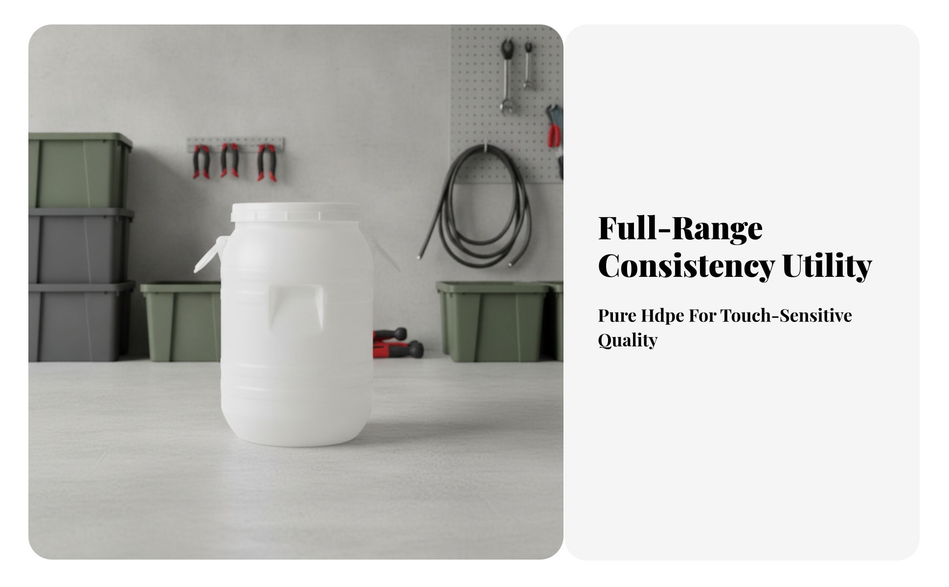 Round Plastic Container with Double Lid Resistant for Kitchen, Workshop