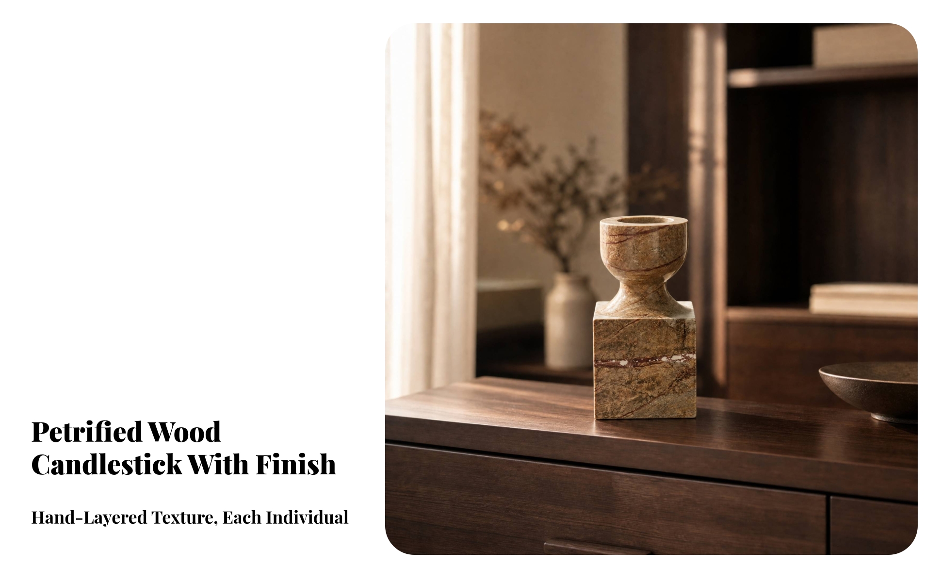 Decorative Stone Candlestick with Carved Form Versatile for Showroom Styling