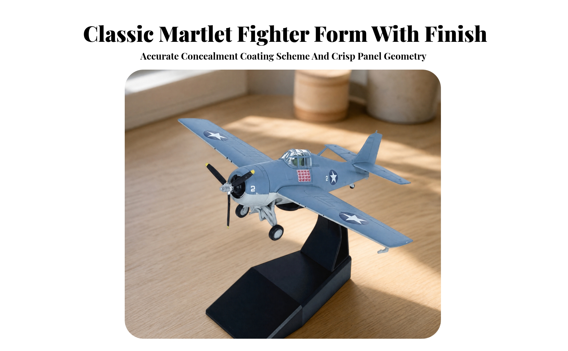 WW2 US Fighter Plane Model Pre-Built 1:72 Scale F4F Carrier Fighter Model