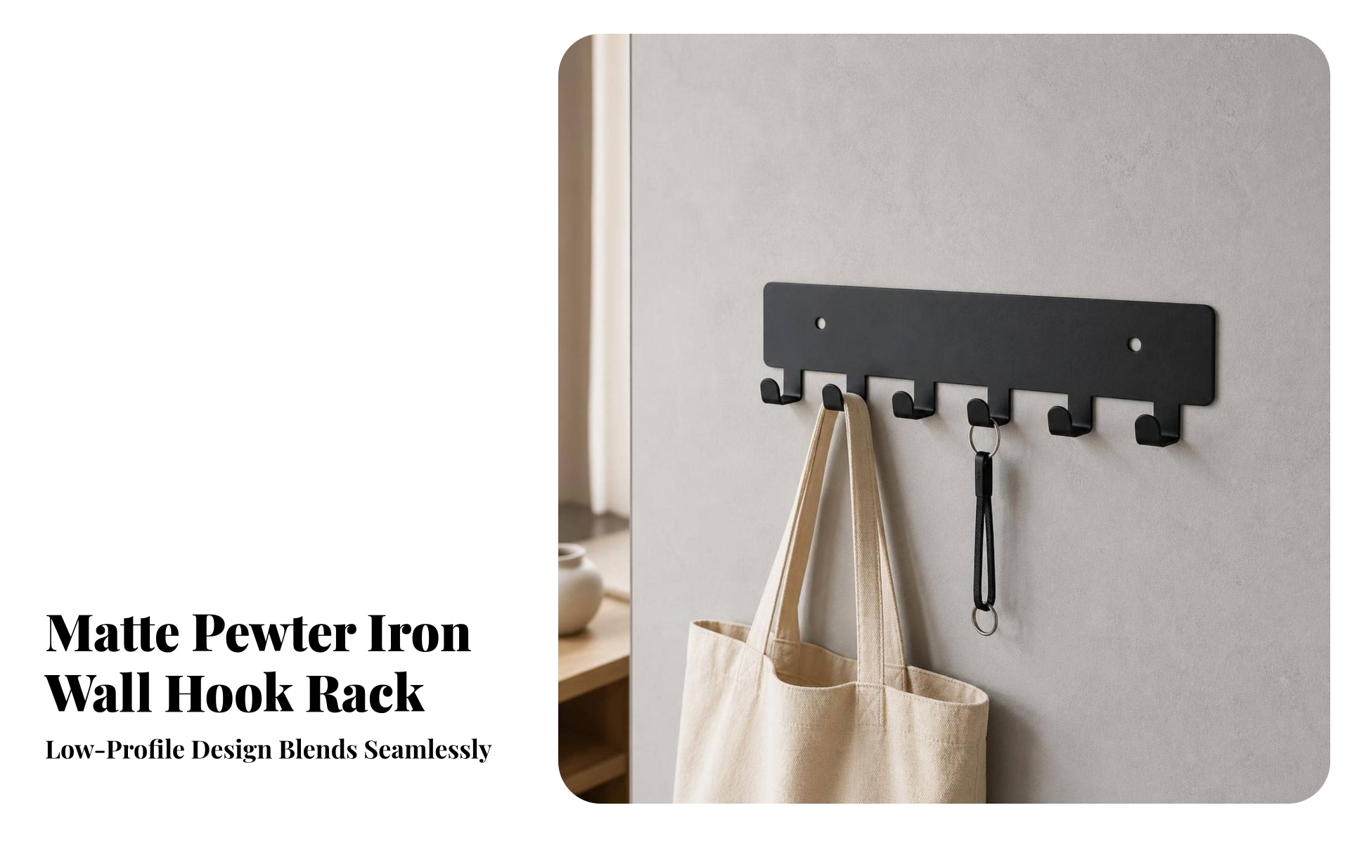 Wall-Mounted Hook Rack Space-Saving Coat Rack with Hooks Minimalist for Entryway