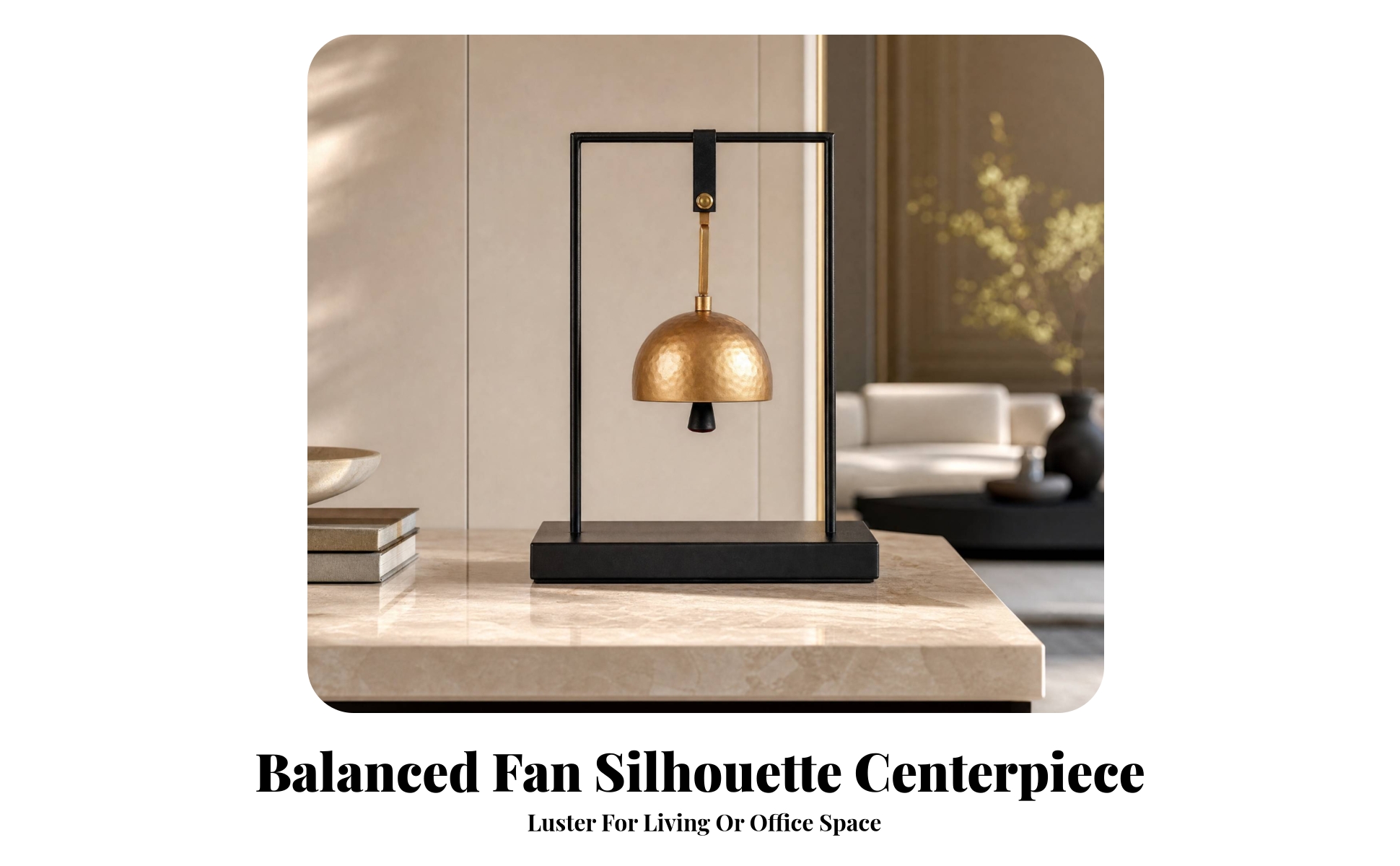 Metal Bell Ornament with Frame Versatile Hammered Metal Tabletop Bell for Office