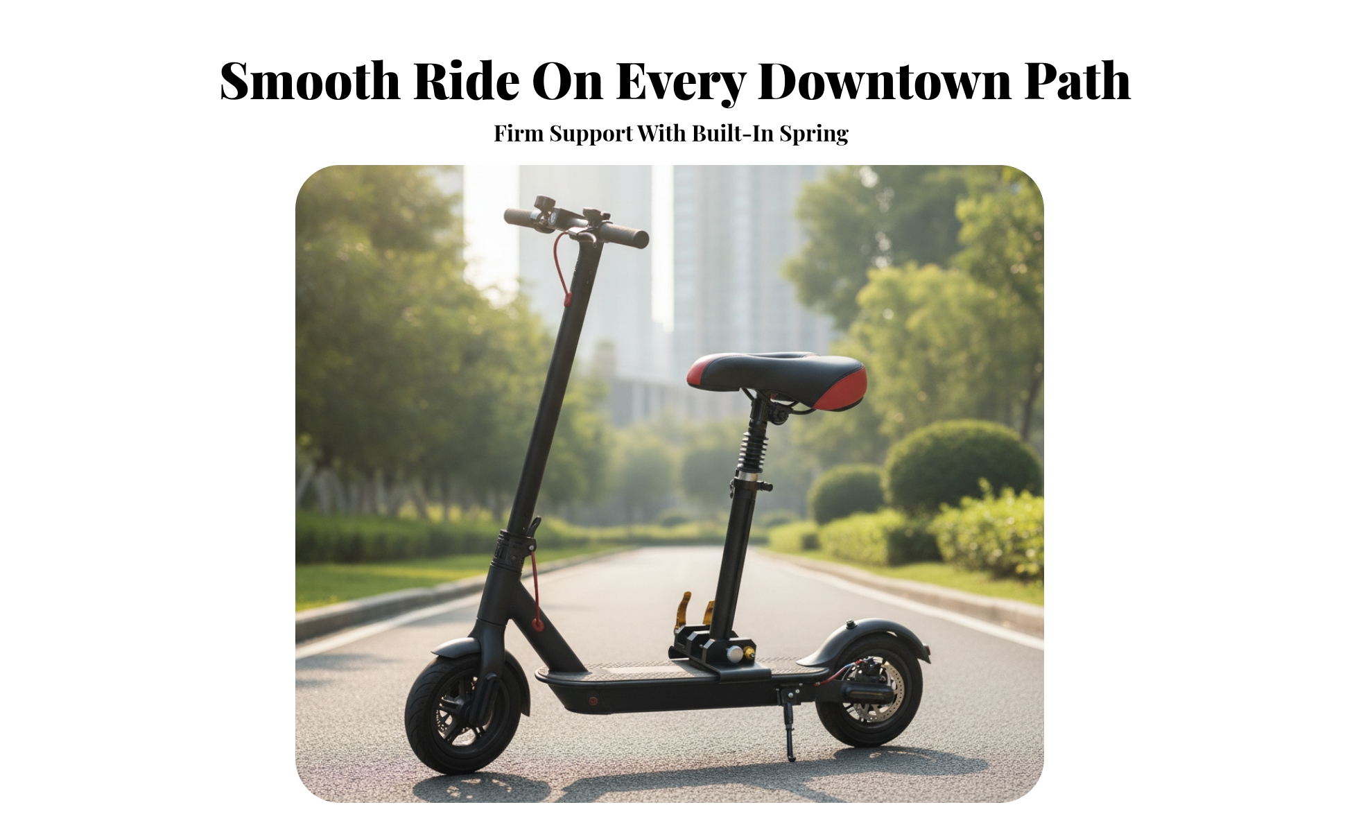 Adjustable Scooter Saddle with Post Padded Scooter Seat with Clamp Base