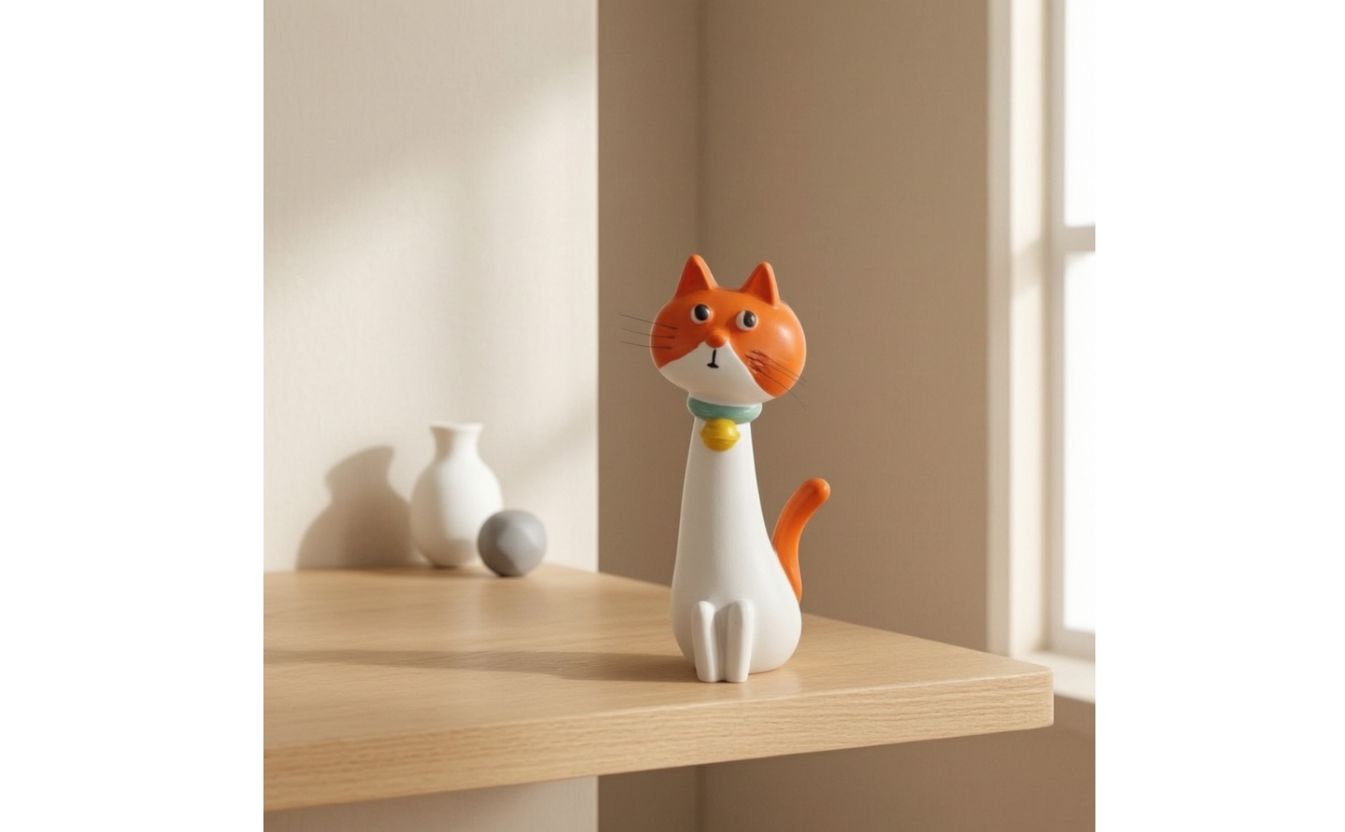 Hand-Painted Resin Cat Vase Handmade Long Neck Cat Vase Nordic-Inspired