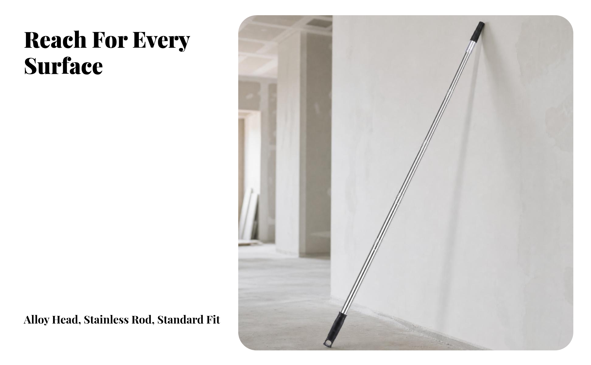 Extension Rod with Threaded Head and Ribbed Grip Non-Slip for Home Decorators