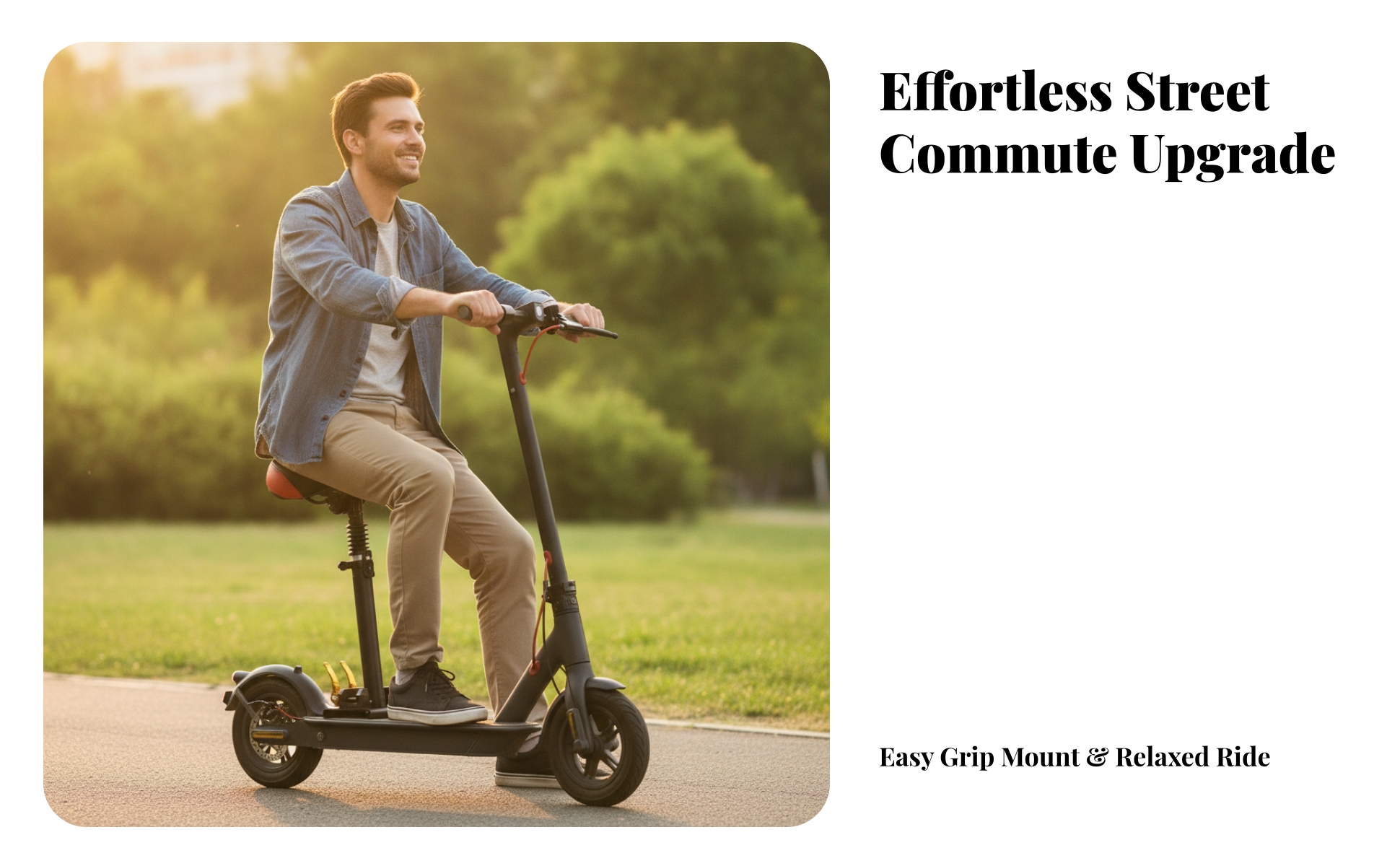 Adjustable Scooter Saddle with Post Padded Scooter Seat with Clamp Base
