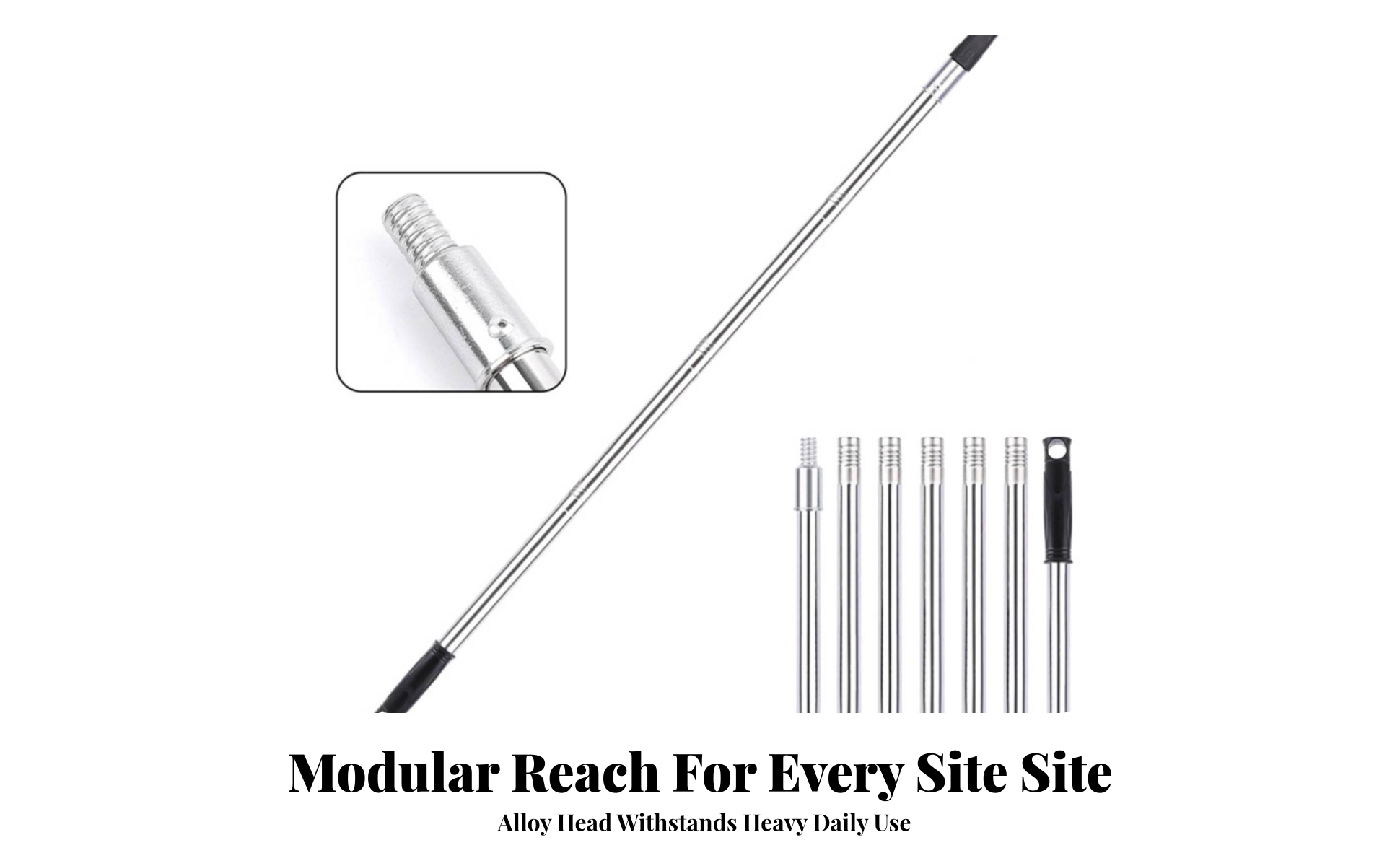 Extension Rod with Threaded Head and Ribbed Grip Non-Slip for Home Decorators
