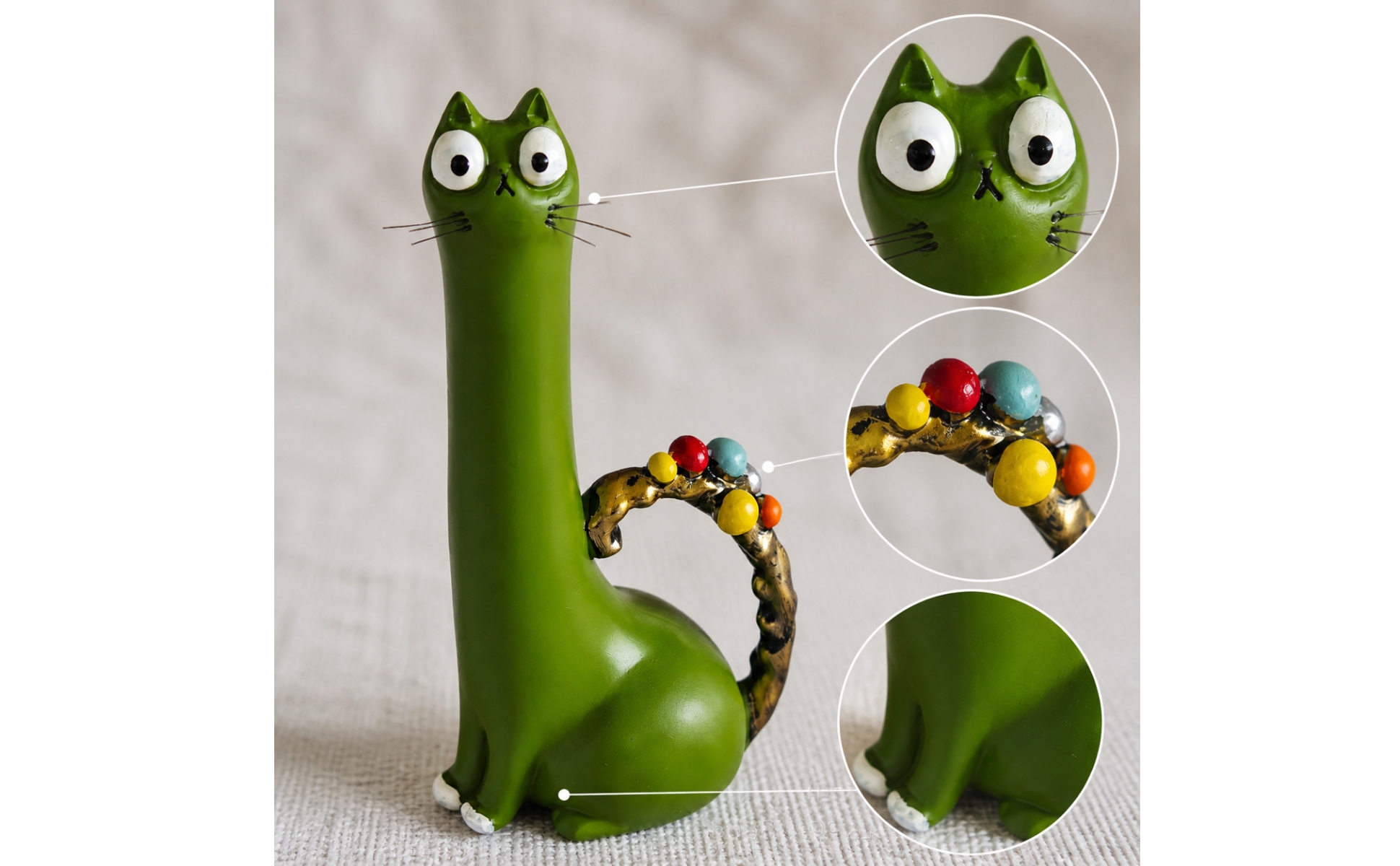 Hand-Painted Resin Cat Vase Handmade Long Neck Cat Vase Nordic-Inspired