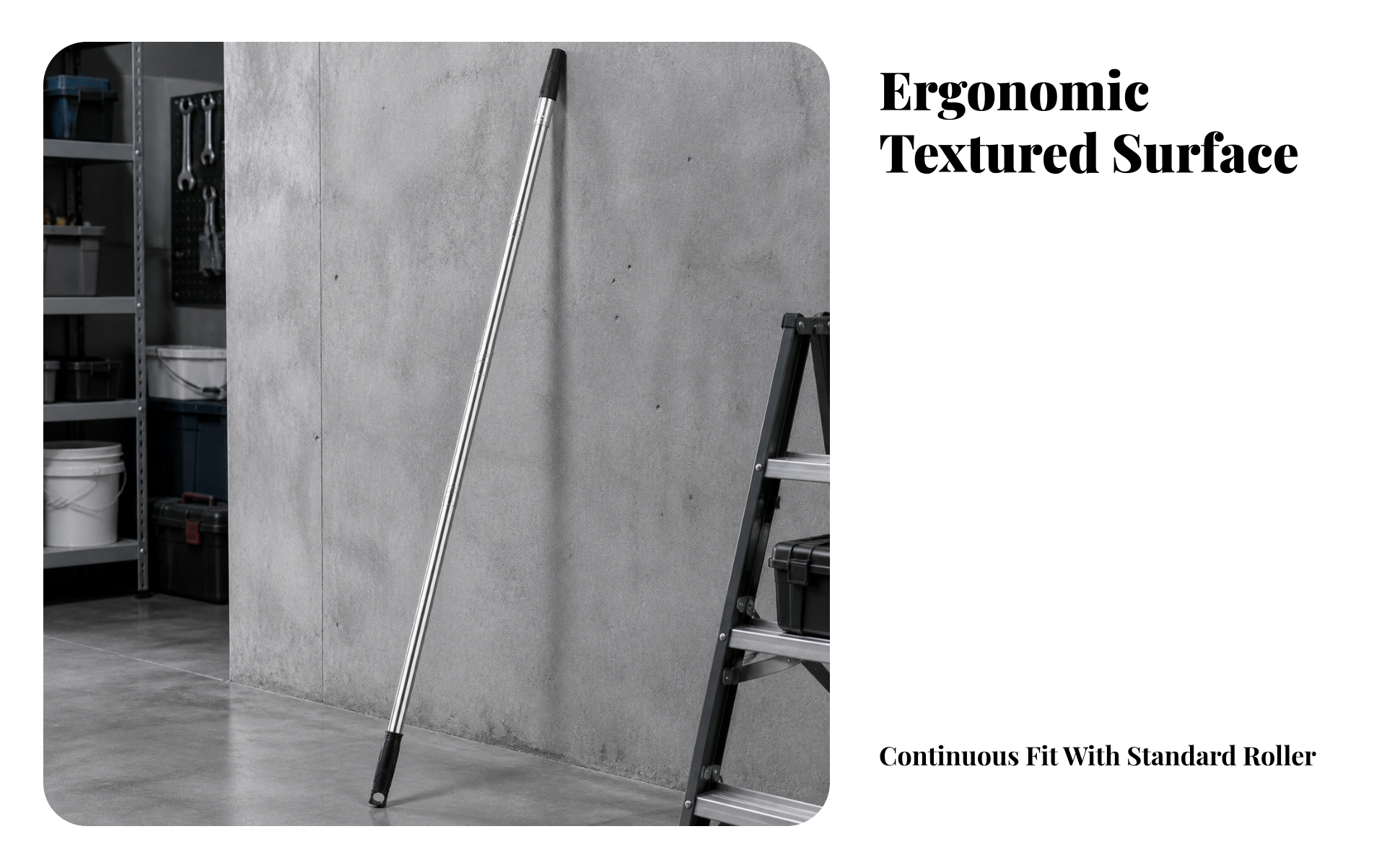 Extension Rod with Threaded Head and Ribbed Grip Non-Slip for Home Decorators