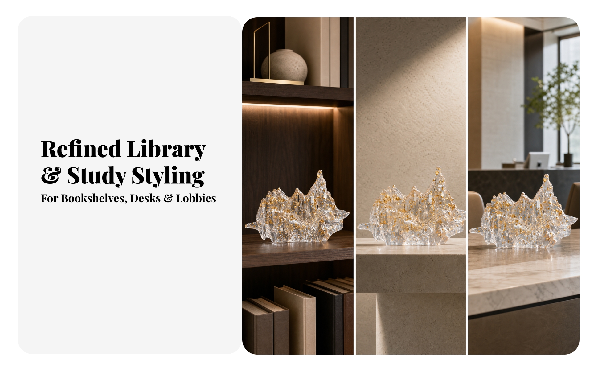 Mountain Sculpture Zen-Inspired for Display Cabinet, Office Interiors