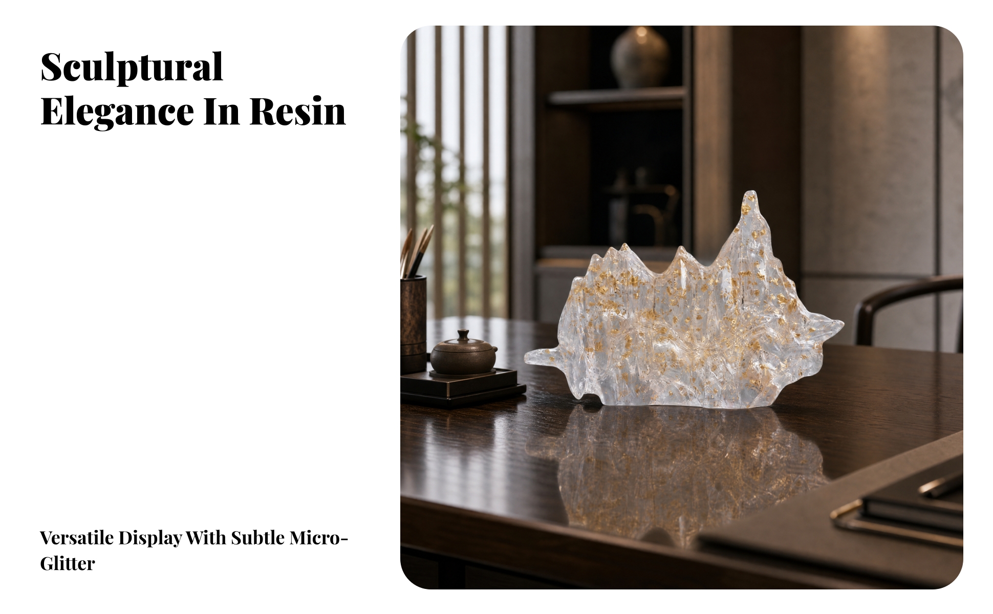 Mountain Sculpture Zen-Inspired for Display Cabinet, Office Interiors