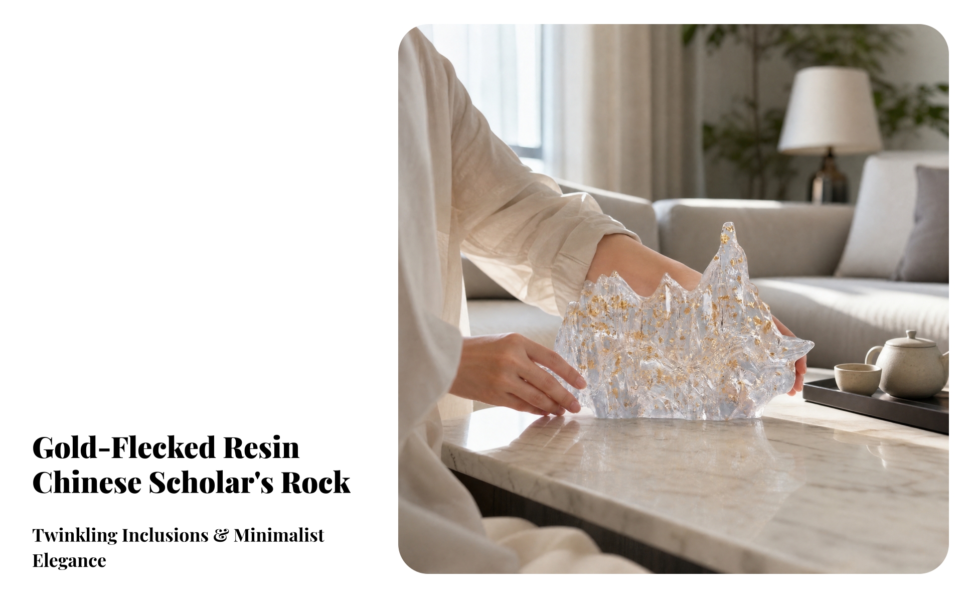 Mountain Sculpture Zen-Inspired for Display Cabinet, Office Interiors