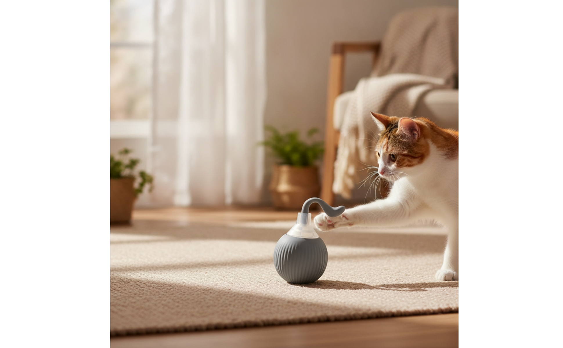 Non-Wake Interactive Pet Ball Quiet for Floor Time Enrichment, Dogs, Cats