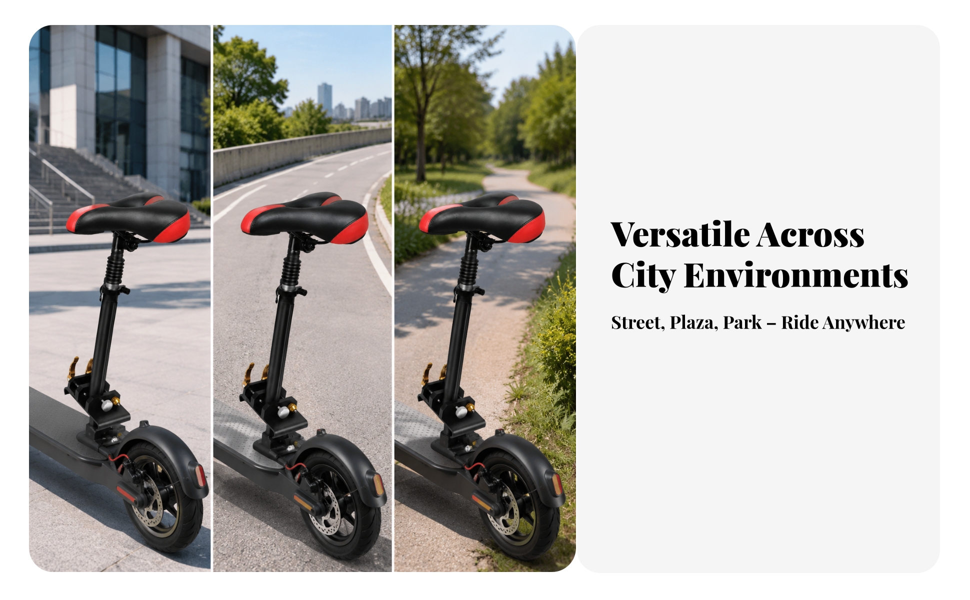 Adjustable Scooter Saddle with Post Padded Scooter Seat with Clamp Base