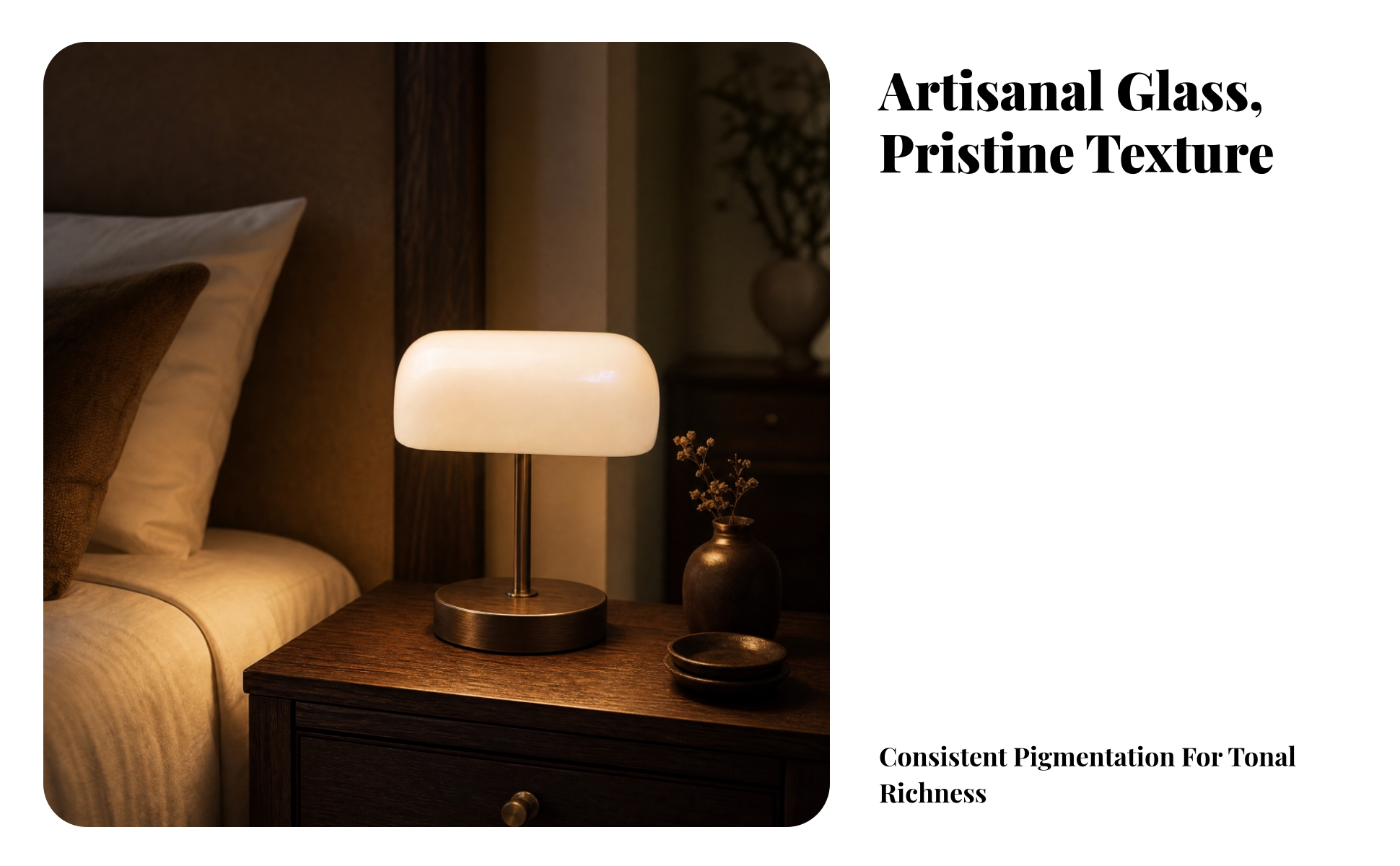 Rounded Rectangular Glass Lamp Shade Glossy for Bedroom, Hospitality Interiors