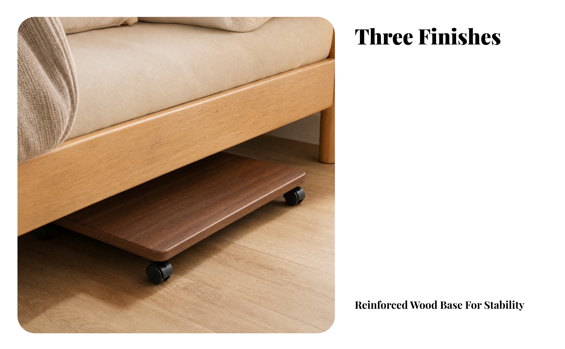 Wooden Rolling Organizer Base Mobile for Wardrobes, Small Living Areas