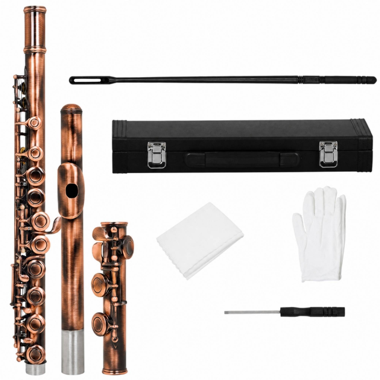 16-Hole Closed-Key Flute Brushed for Practice, Students