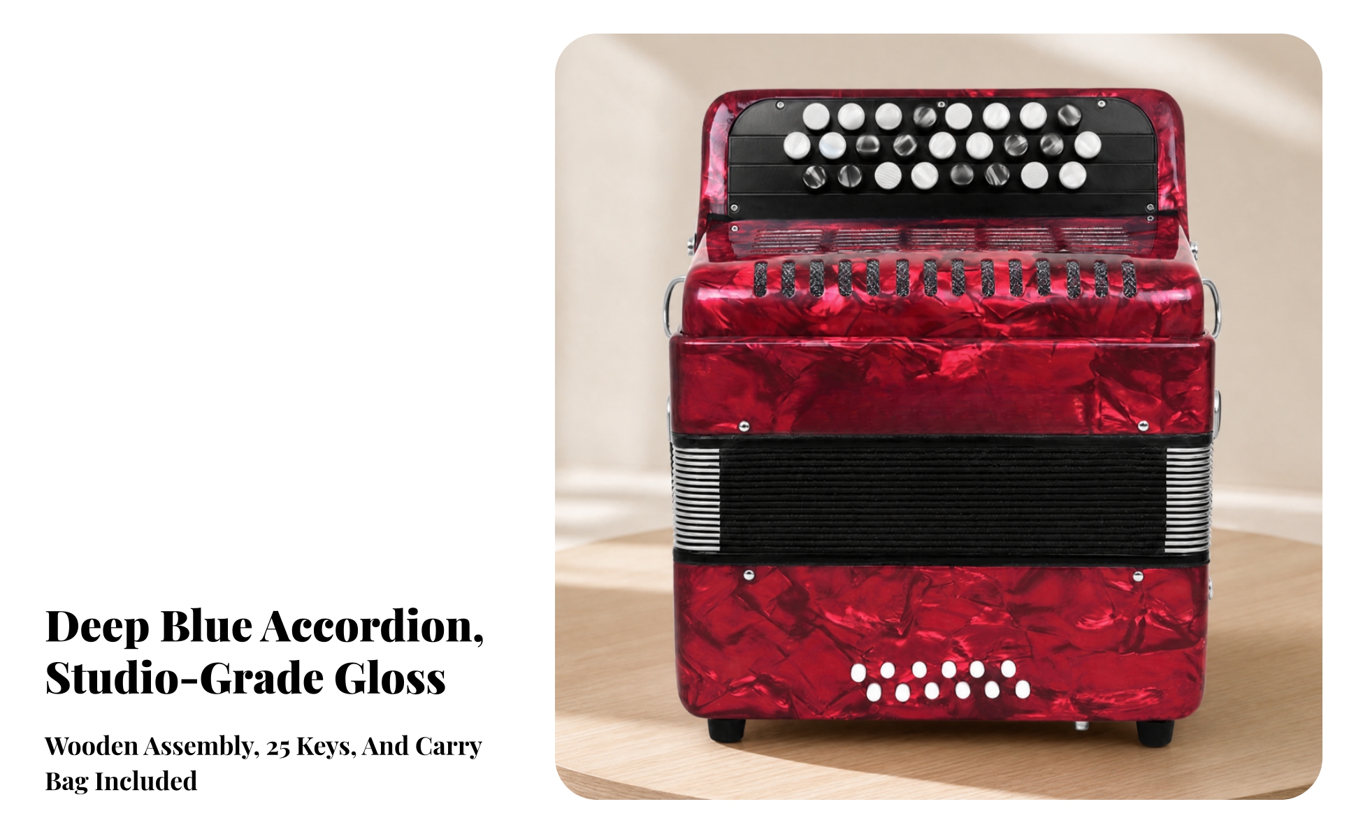 25-Key 12-Bass Button Accordion Easy to Play 12 Bass Accordion Compact
