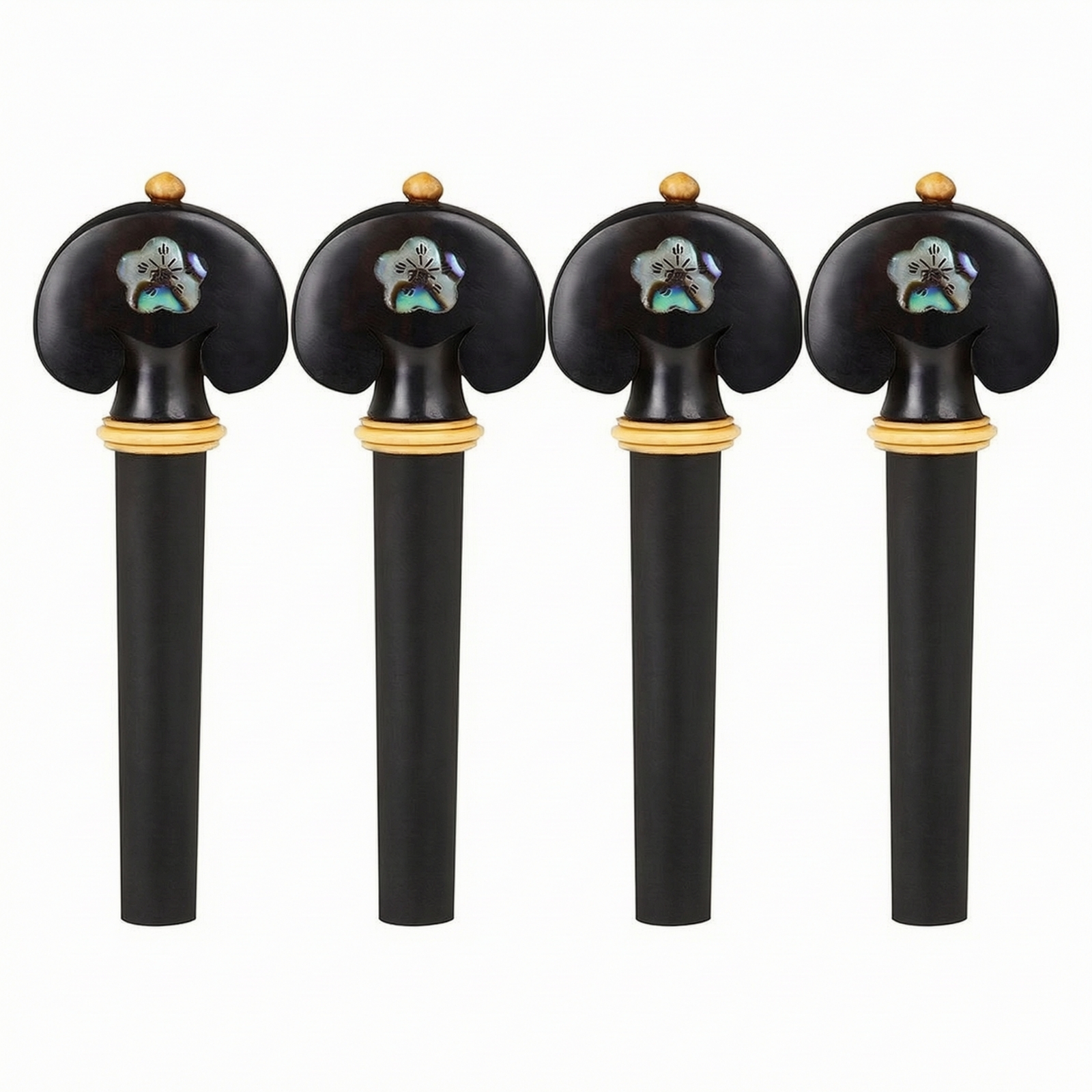 4 Pieces Ebony Violin Peg with Seashell Inlay Black Instrument Part Elegant