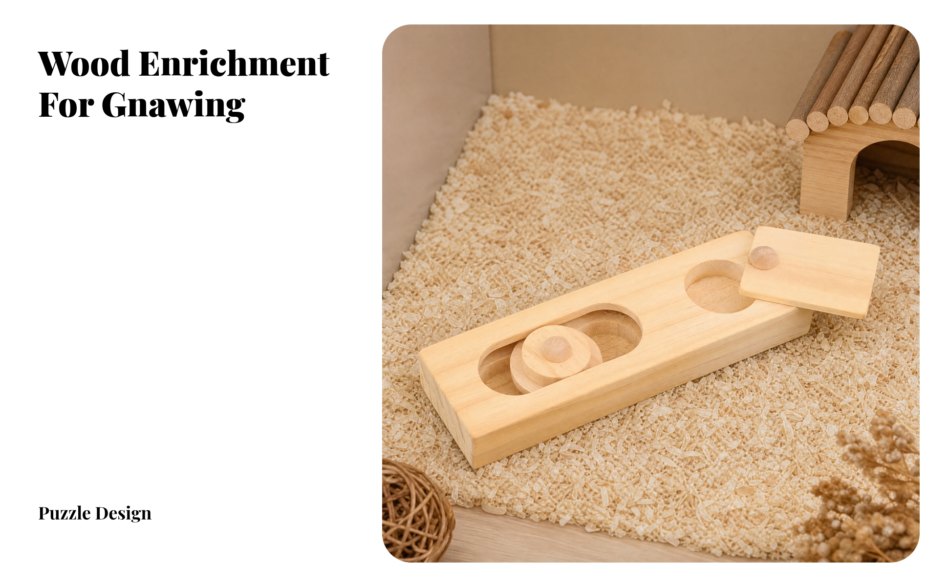 Hamster-Foraging-Board aus Holz interaktiv für Tierbeschäftigung, Hamstergehege