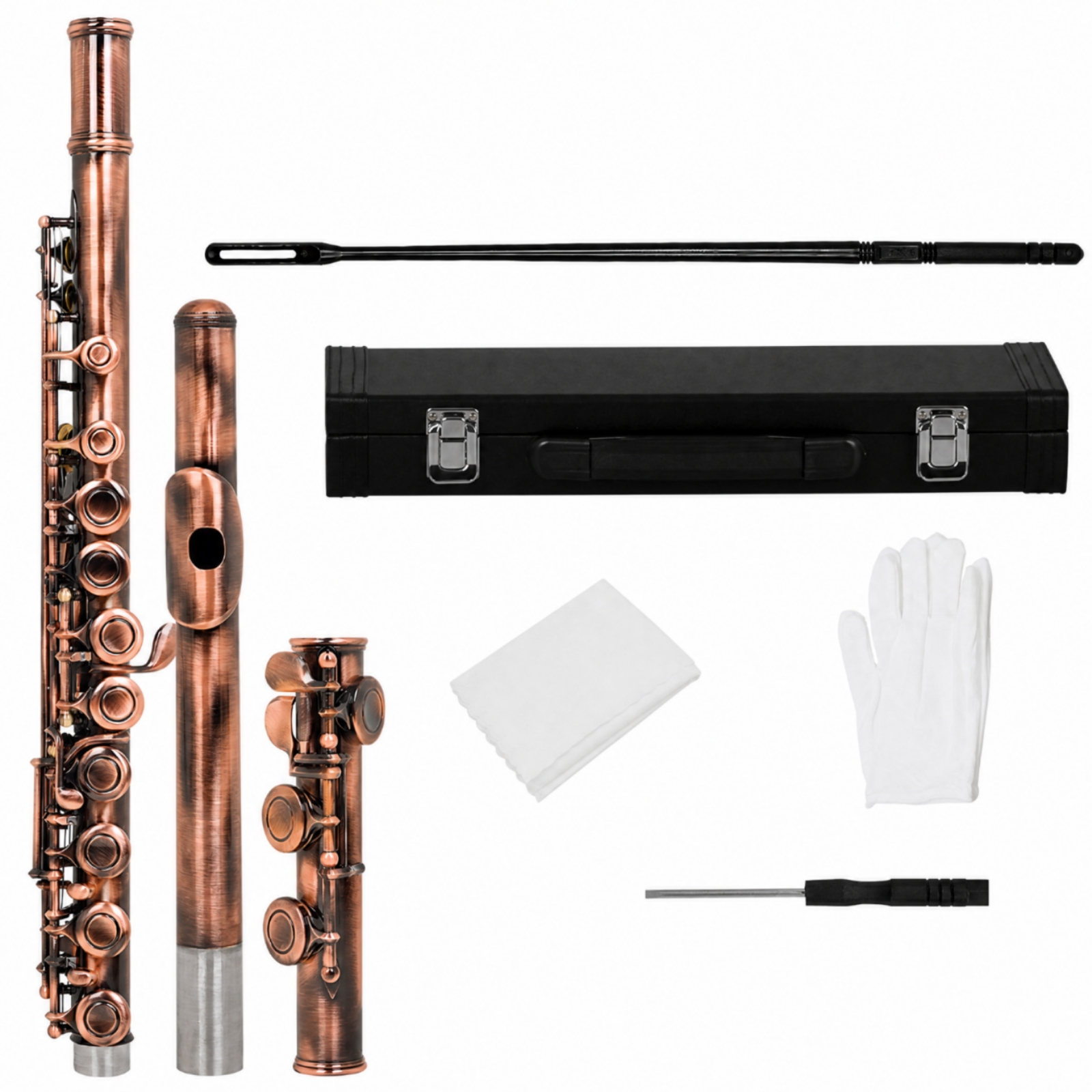 16-Key Flute Sturdy C Foot Joint Flute Accurate Pitch for Lessons, Examinations