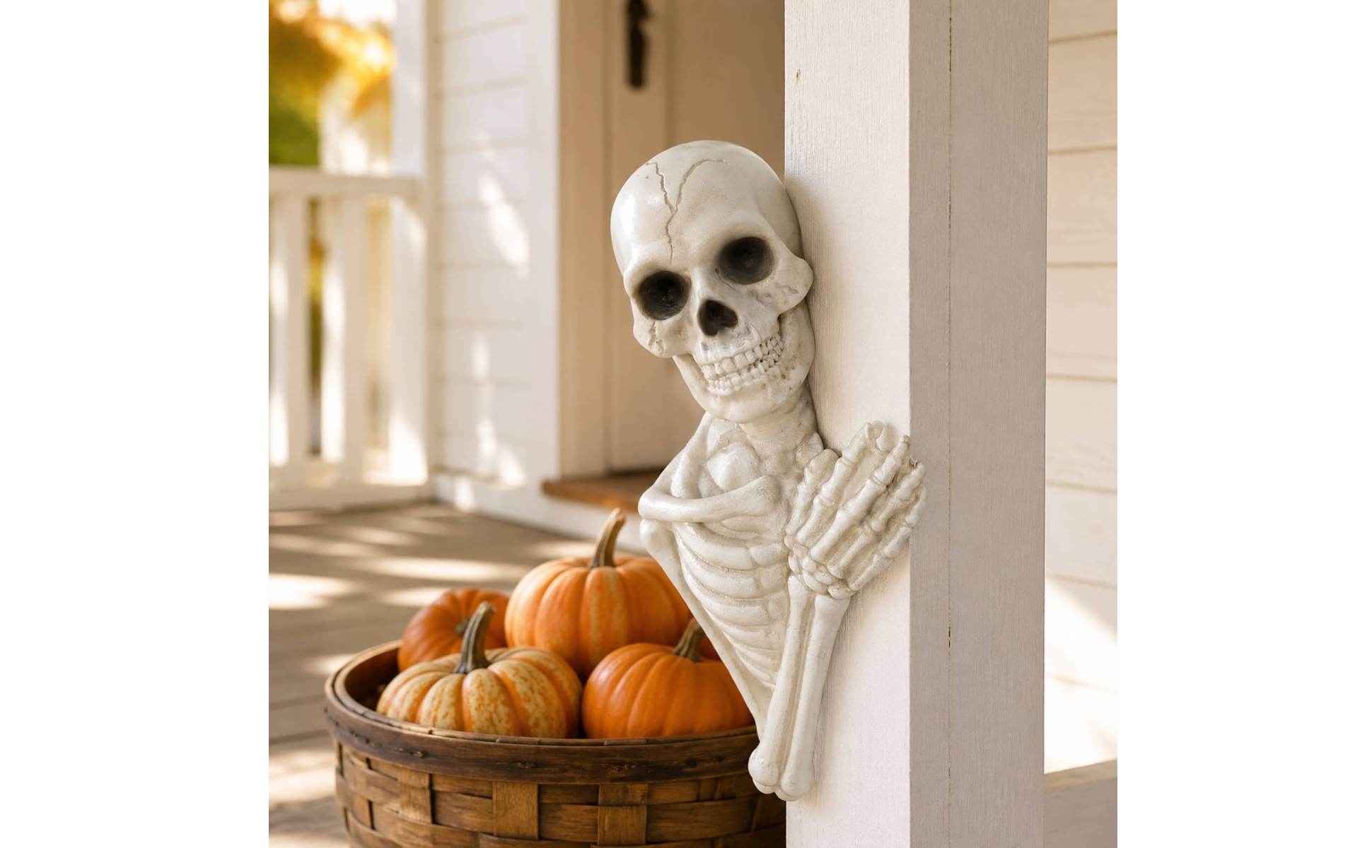 Tree-Peeking Skeleton Figure Eerie for Halloween, Garden