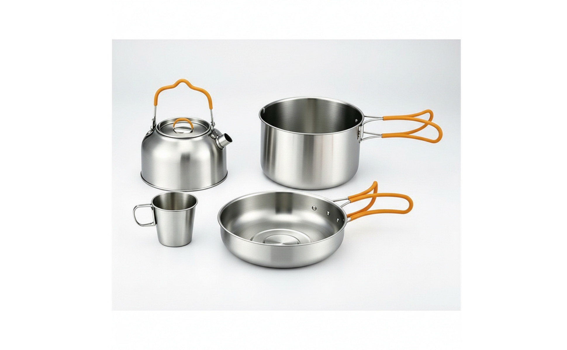 4 Pieces Stainless Steel Camping Cook Set Multifunctional for Campsite, Campers