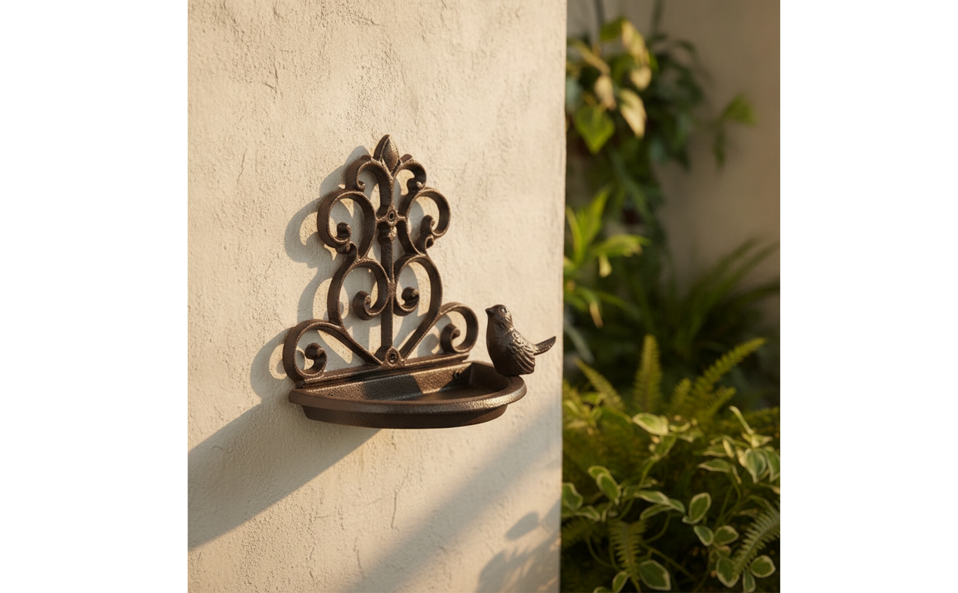 Cast ironcladMounted Decorative Bird Feeder Space-Saving for Patio, Entryway