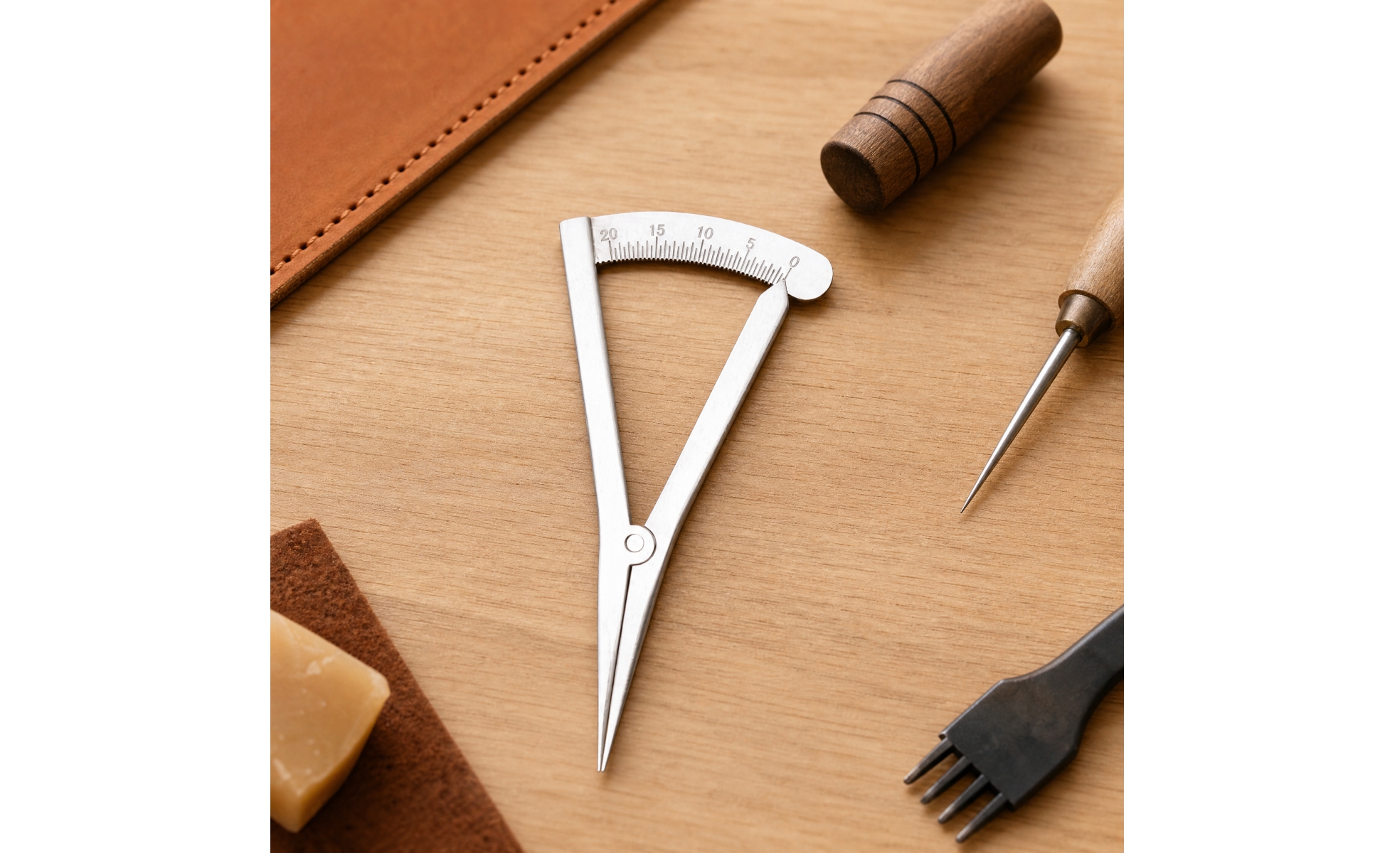 Miniature Metal Spacing Gauge Compact Adjustable Leather Spacing Tool Tip