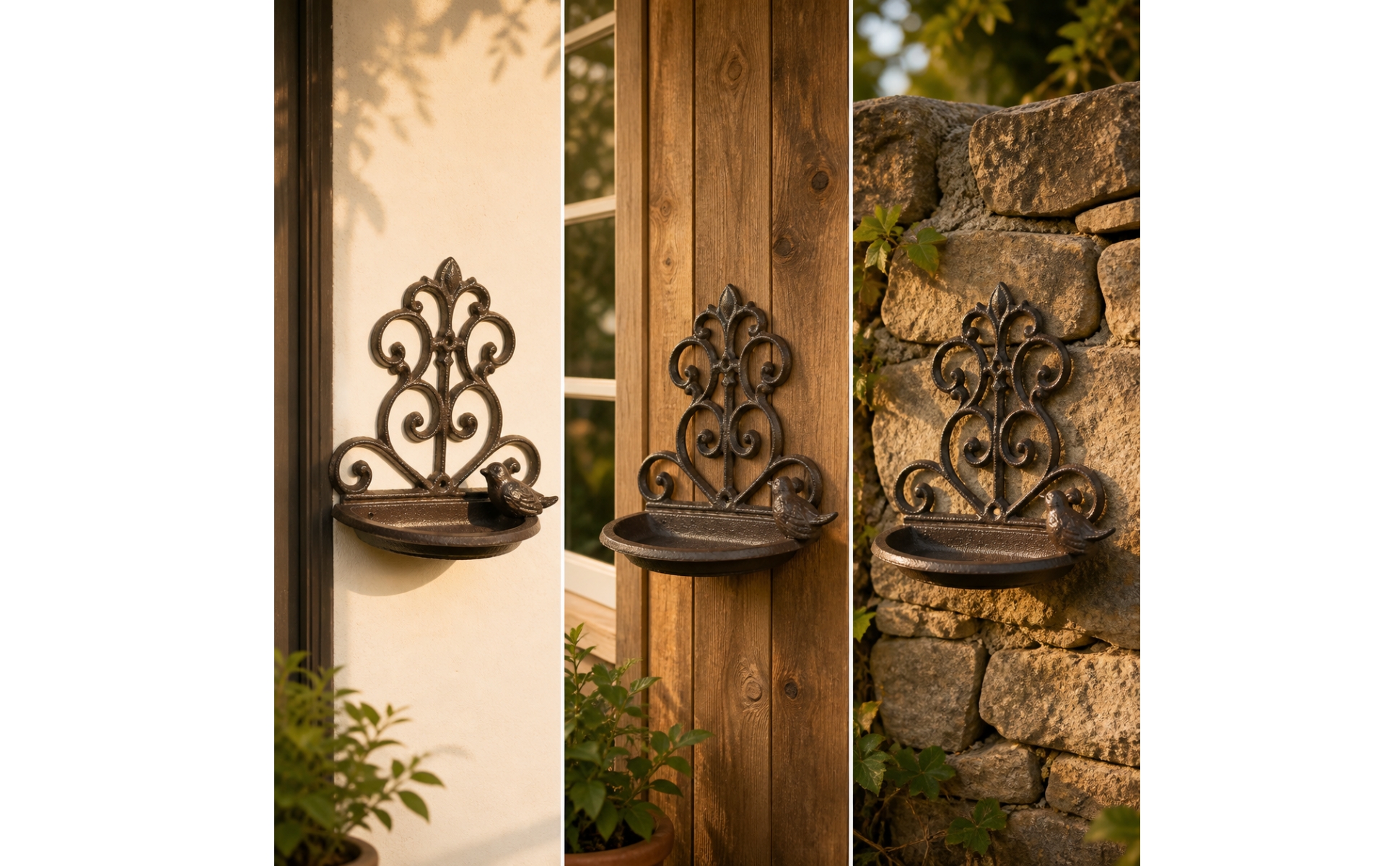 Cast ironcladMounted Decorative Bird Feeder Space-Saving for Patio, Entryway