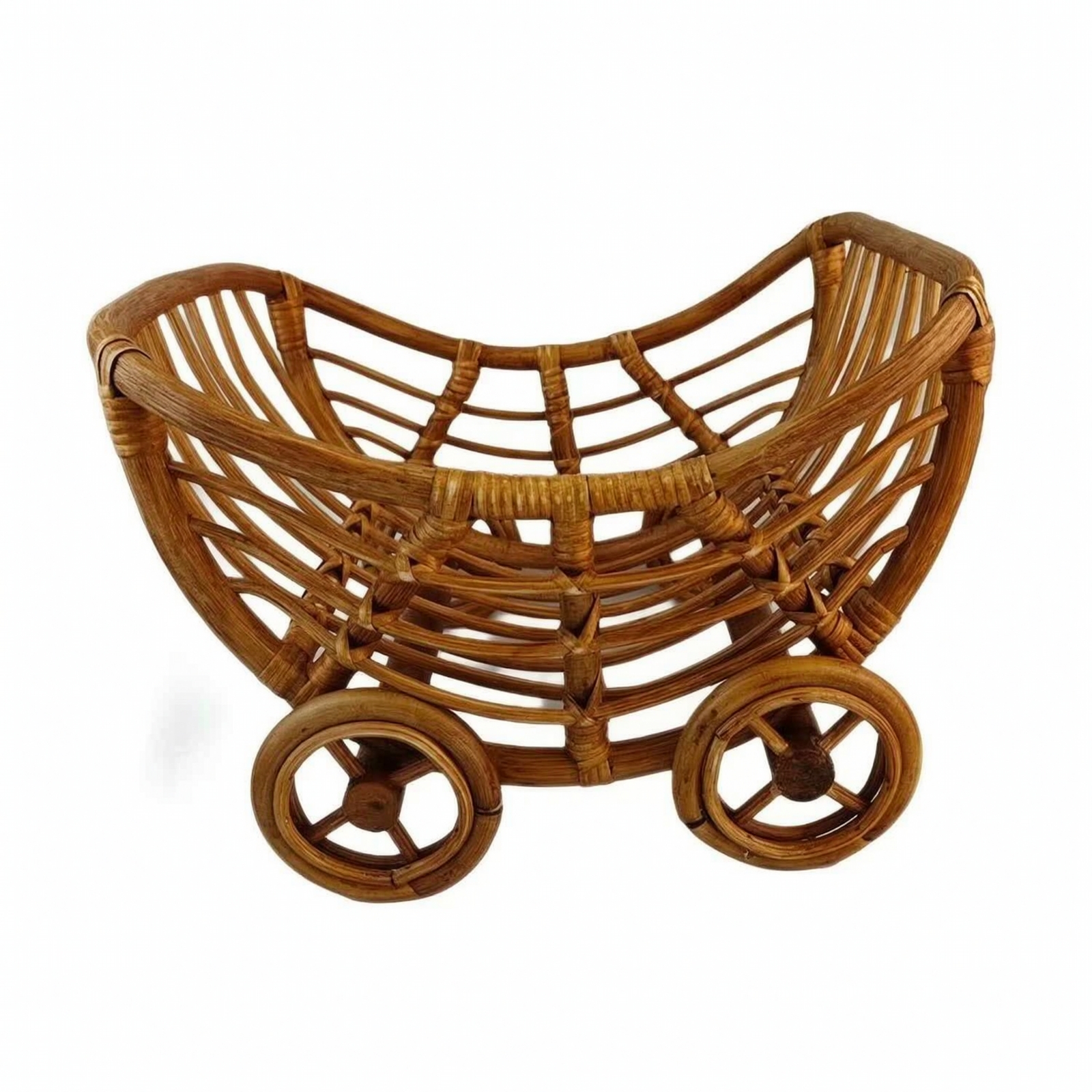 Baby-Fotokorb aus Rattan mit Rollen tragbar Rattan-Baby-Fotokorb dekorativ