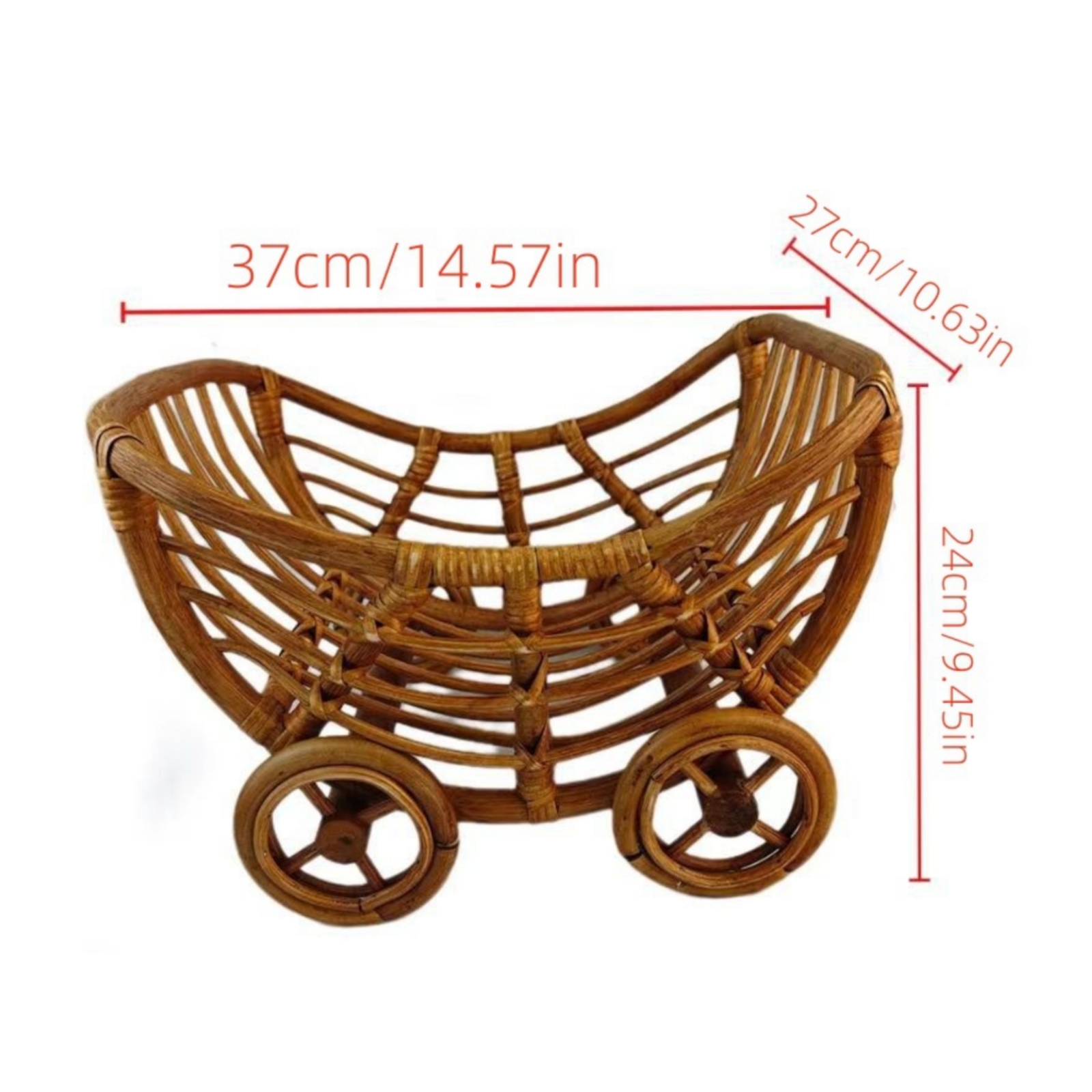 Baby-Fotokorb aus Rattan mit Rollen tragbar Rattan-Baby-Fotokorb dekorativ