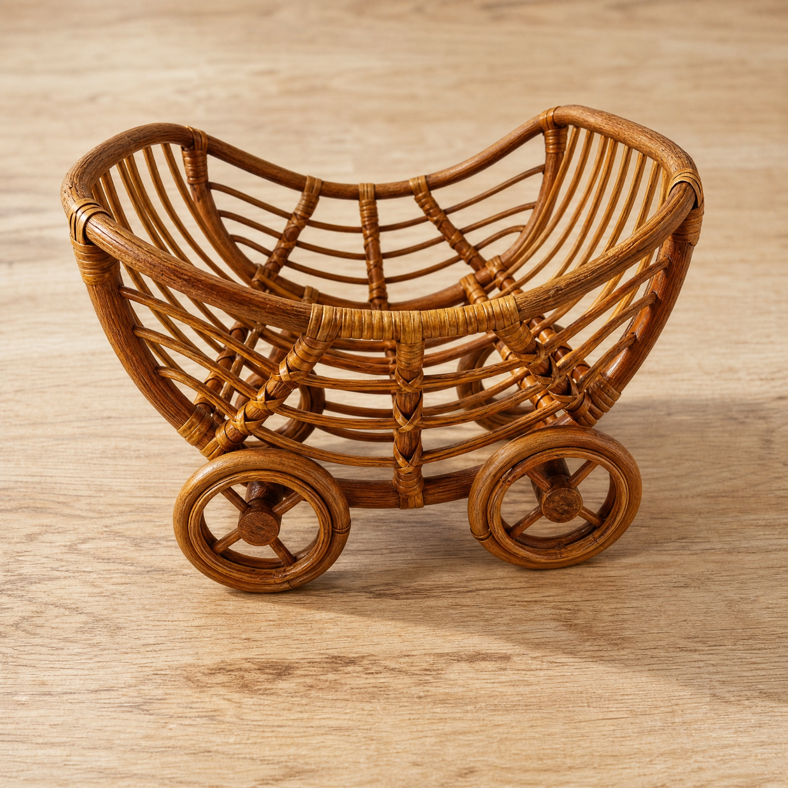 Baby-Fotokorb aus Rattan mit Rollen tragbar Rattan-Baby-Fotokorb dekorativ - Produktbild 6