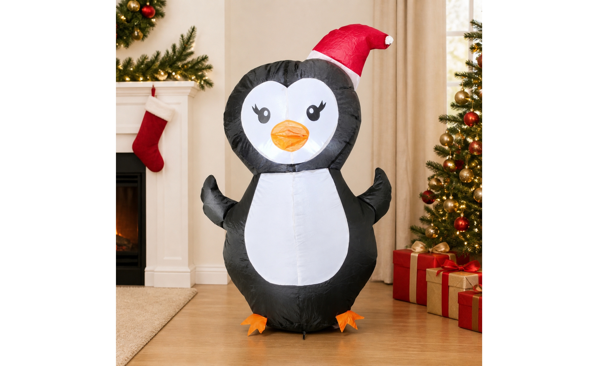 Weihnachtspinguin mit Weihnachtsmannmütze aufblasbar aufblasbare Pinguin-Figur