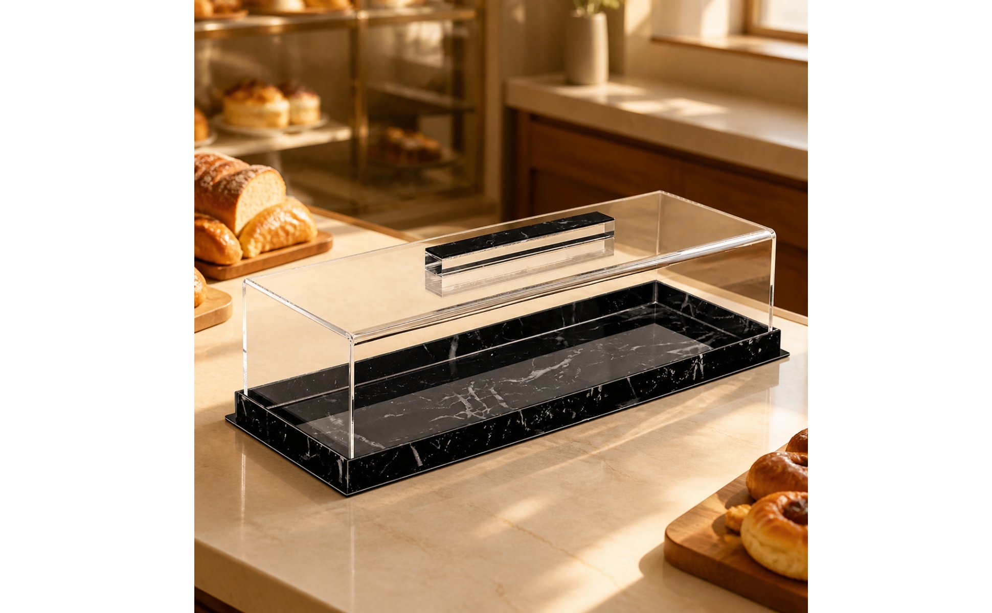 Acrylic Bread and Dessert Display Box Transparent for Bakery Displays, Bakeries