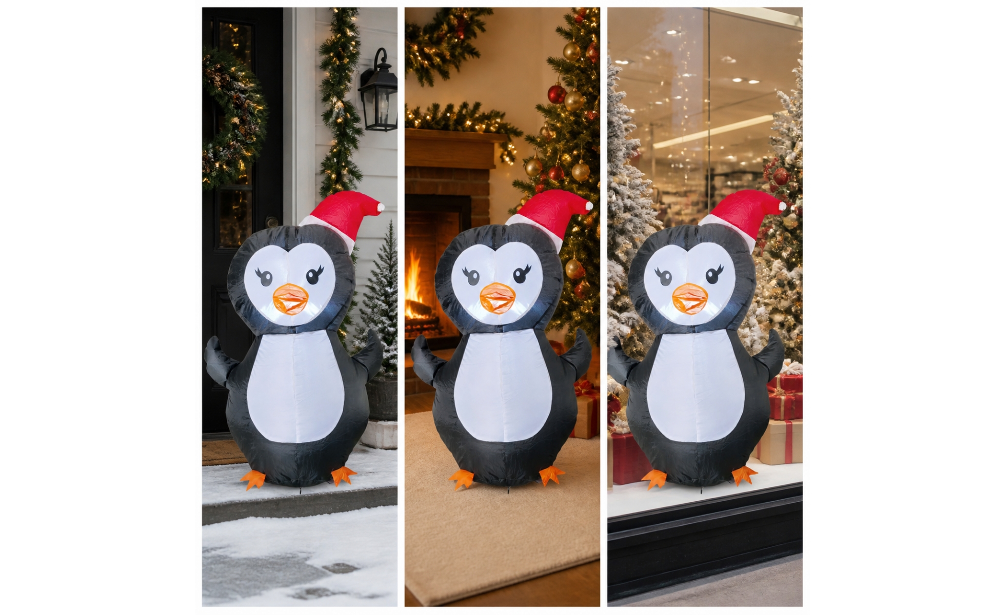 Weihnachtspinguin mit Weihnachtsmannmütze aufblasbar aufblasbare Pinguin-Figur