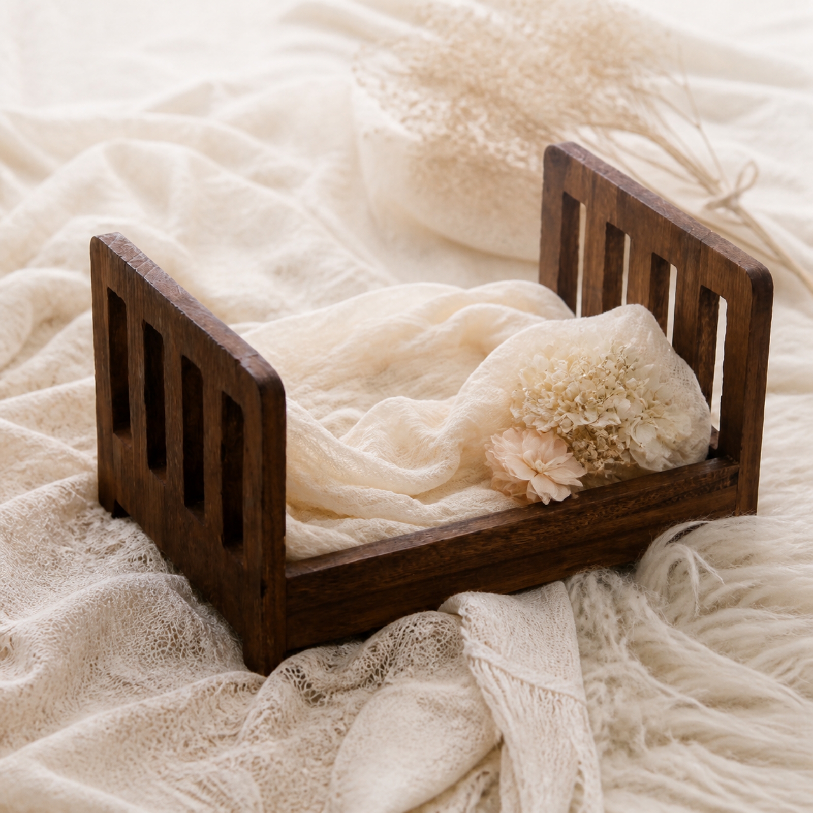 Neugeborenen-Fotografiebett rustikal Mini-Bettchen als Fotorequisite praktisch - Produktbild 3