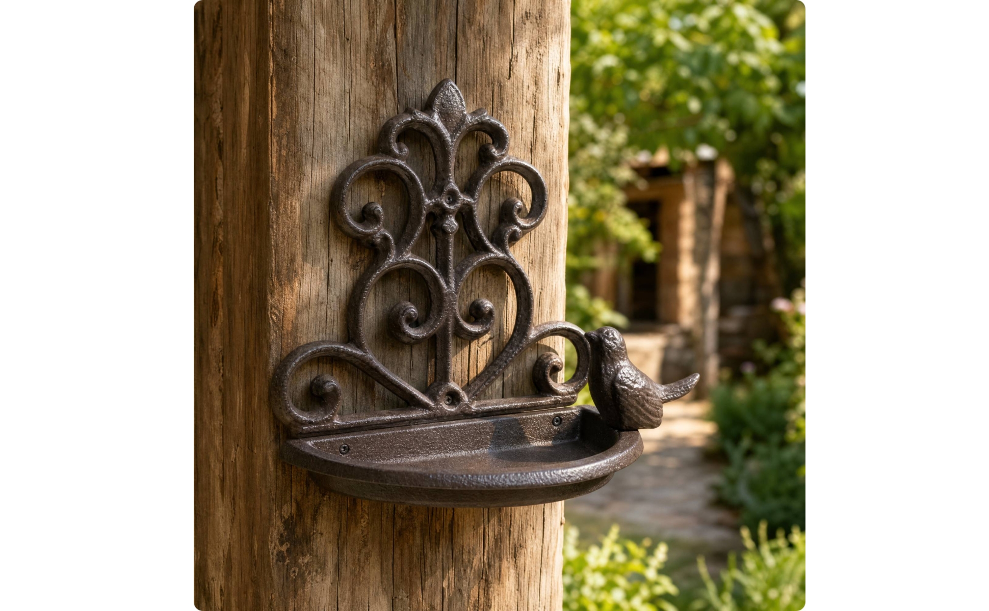Cast ironcladMounted Decorative Bird Feeder Space-Saving for Patio, Entryway