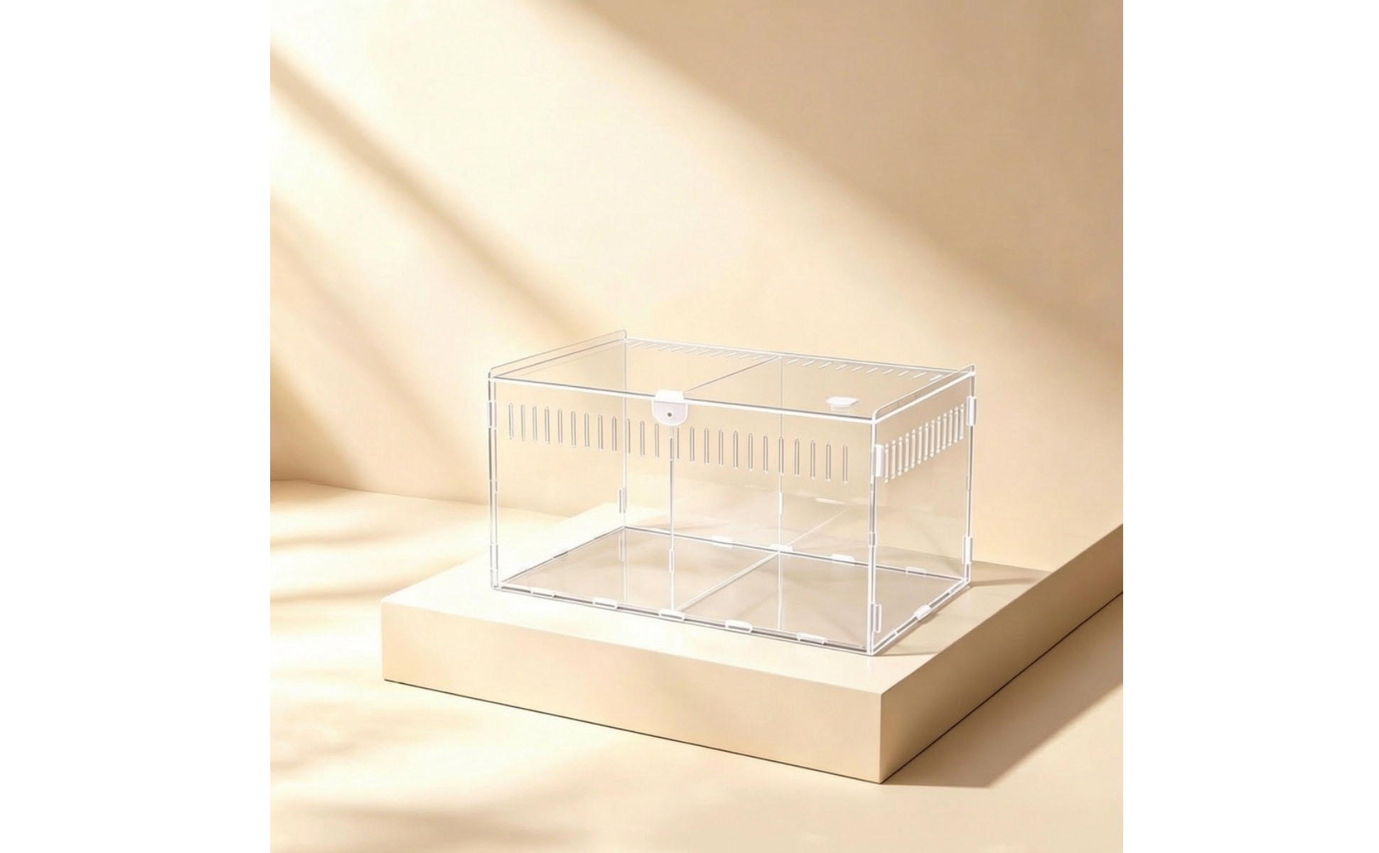 Transparent Acrylic Reptile Enclosure Divided Interior for Home Hobby Rooms