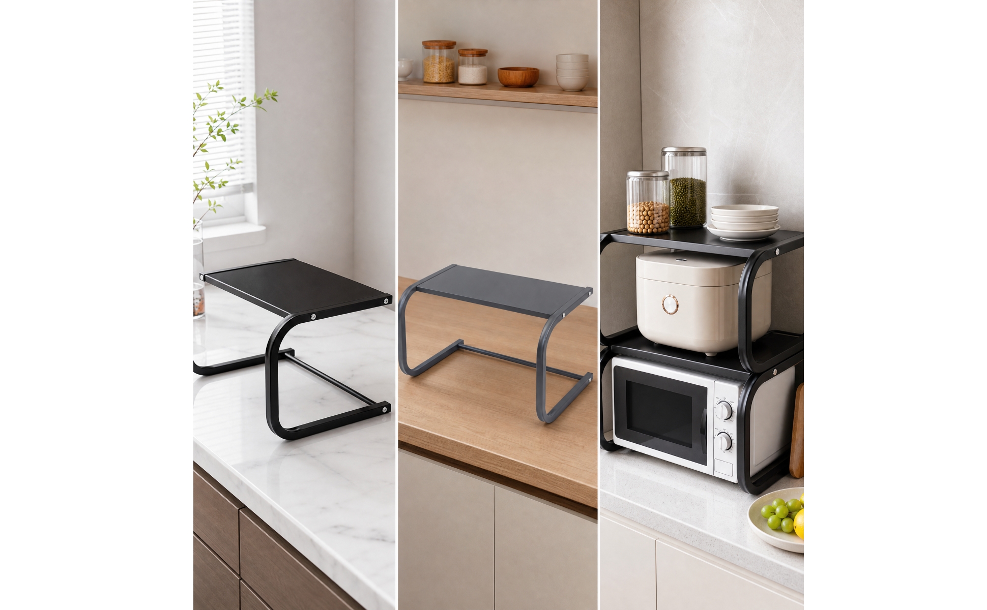 U-Shaped Kitchen Countertop Storage Rack Compact for Apartments, Utility Areas