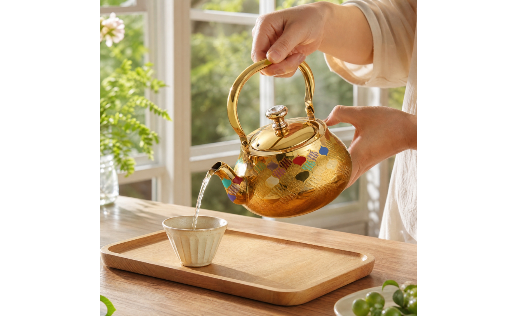 Teekanne mit Infuser rostfrei Edelstahl-Teekanne mit Tee-Ei leicht zu reinigen