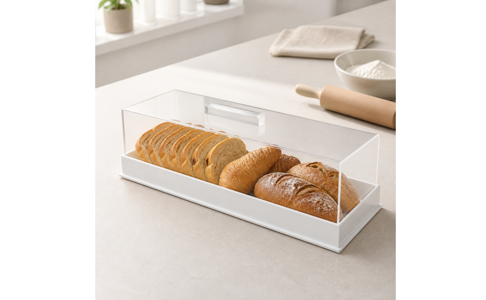 Acrylic Bread and Dessert Display Box Transparent for Bakery Displays, Bakeries