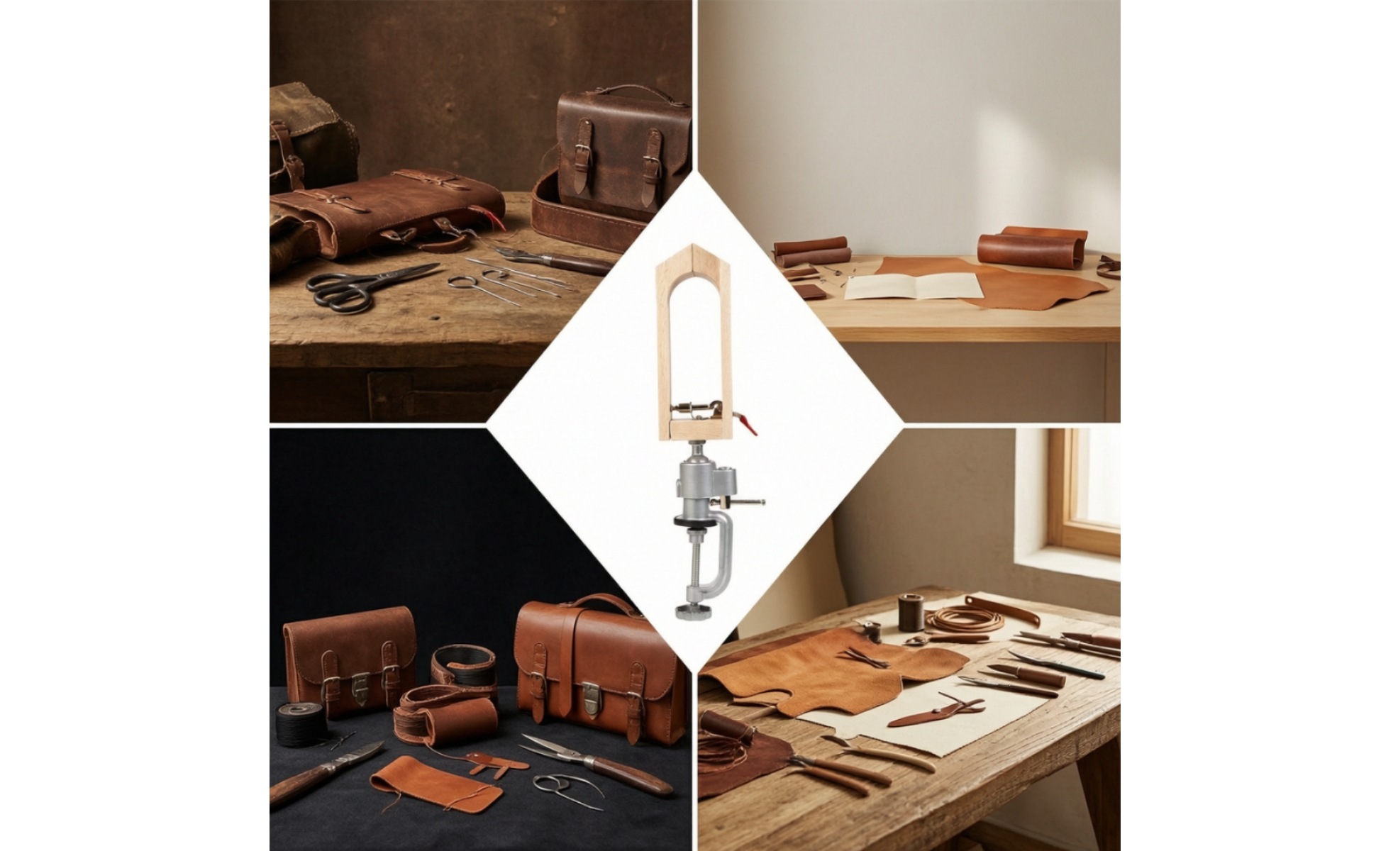 Desktop Leather Hand-Stitching Clamp Adjustable for Home Workshop, DIY Hobbyists