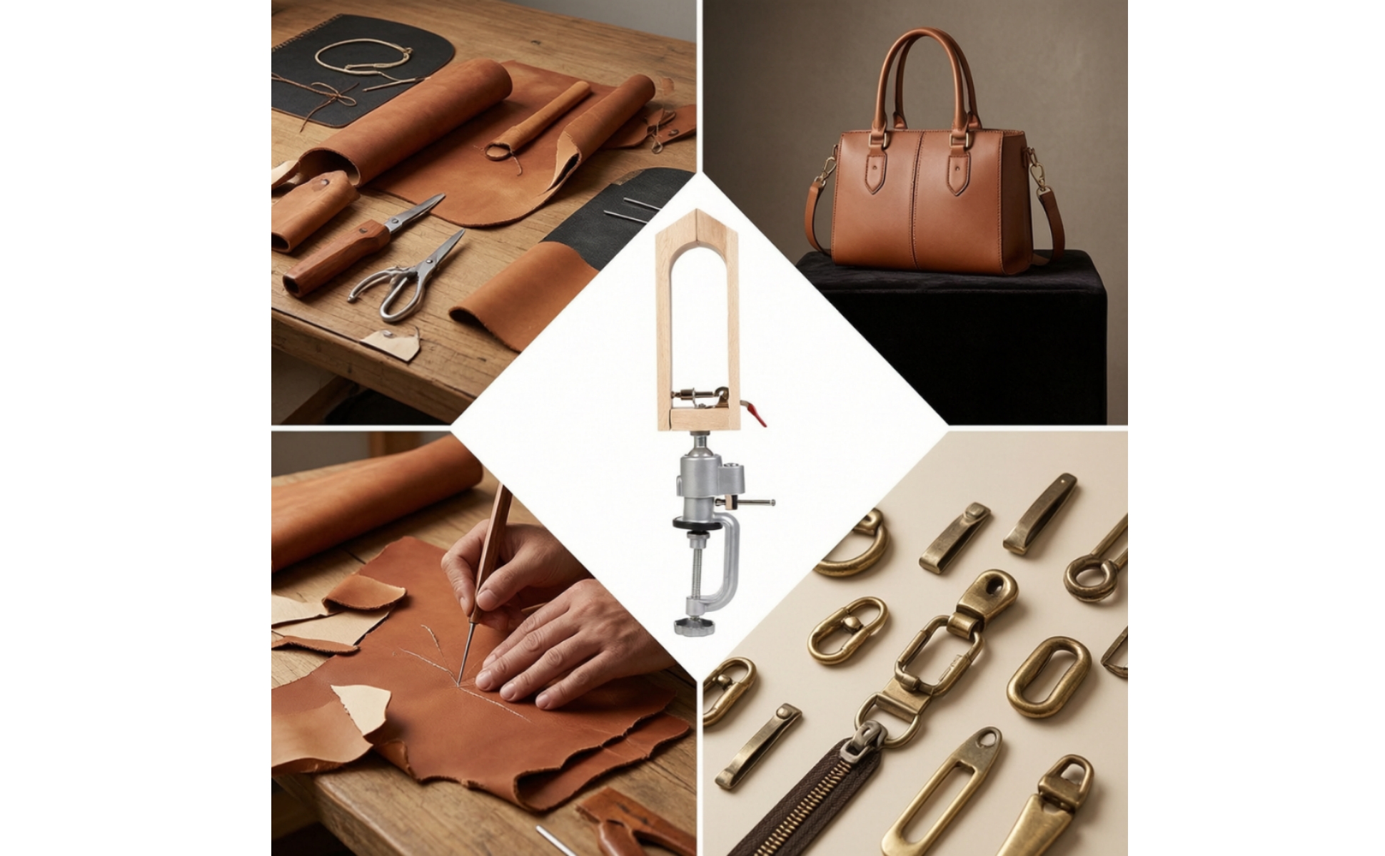 Desktop Leather Hand-Stitching Clamp Adjustable for Home Workshop, DIY Hobbyists