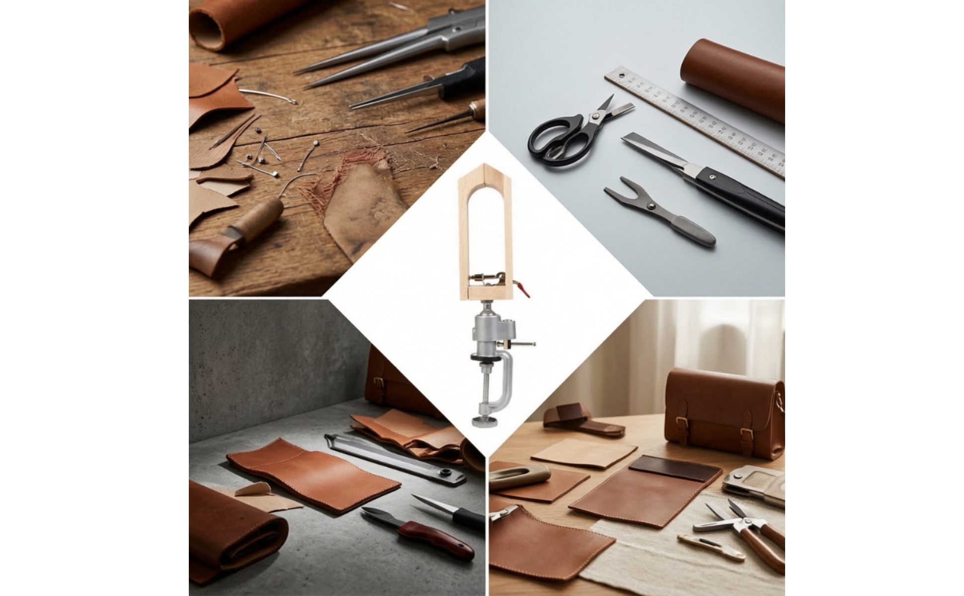 Desktop Leather Hand-Stitching Clamp Adjustable for Home Workshop, DIY Hobbyists