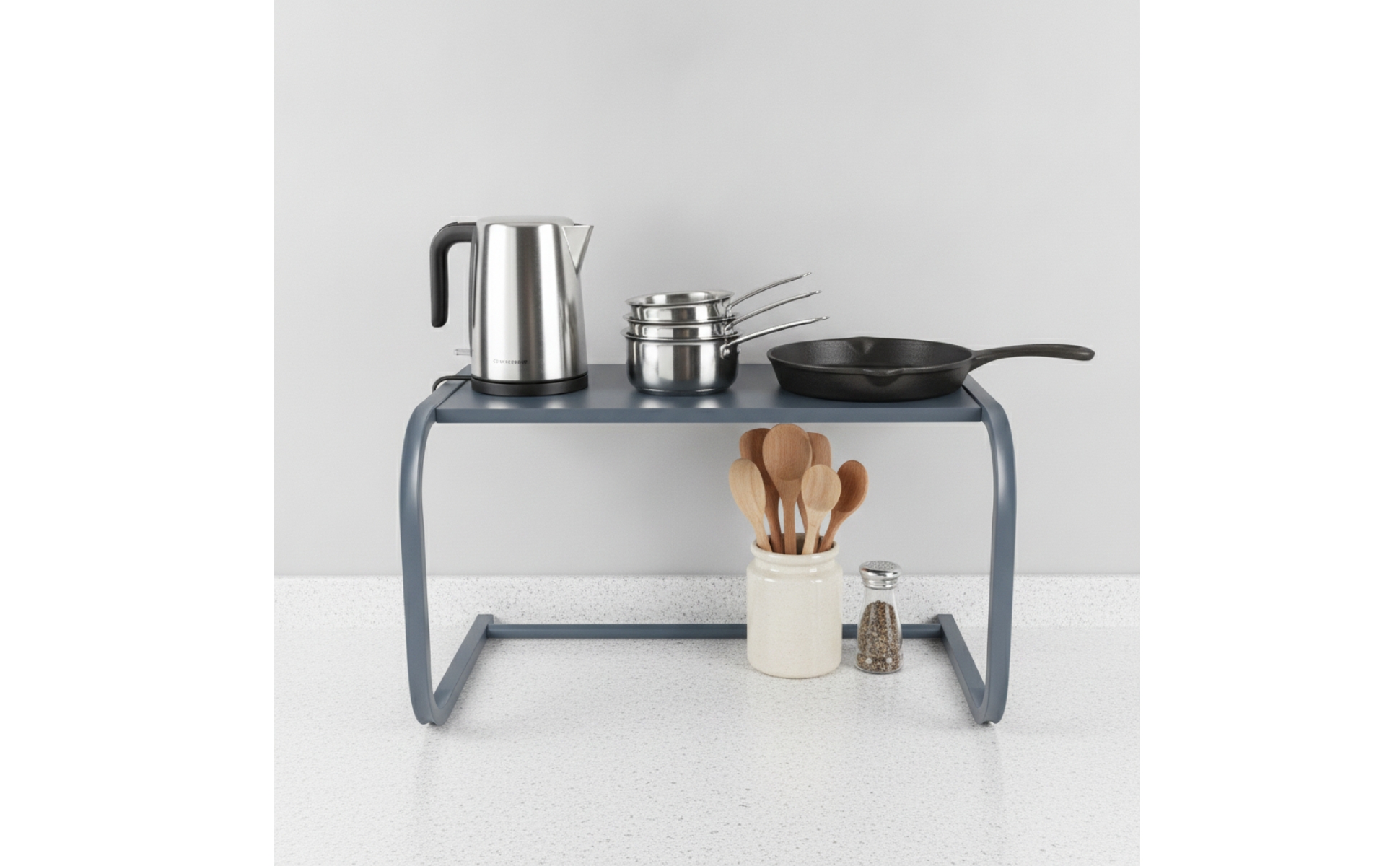 U-Shaped Kitchen Countertop Storage Rack Compact for Apartments, Utility Areas