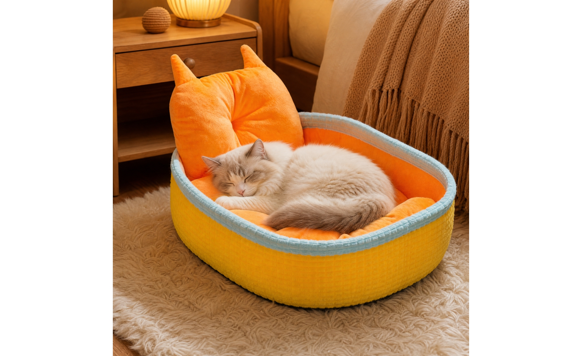 Lit avec Coussin Amovible Confortable Panier avec Bords Rembourrés Fermé