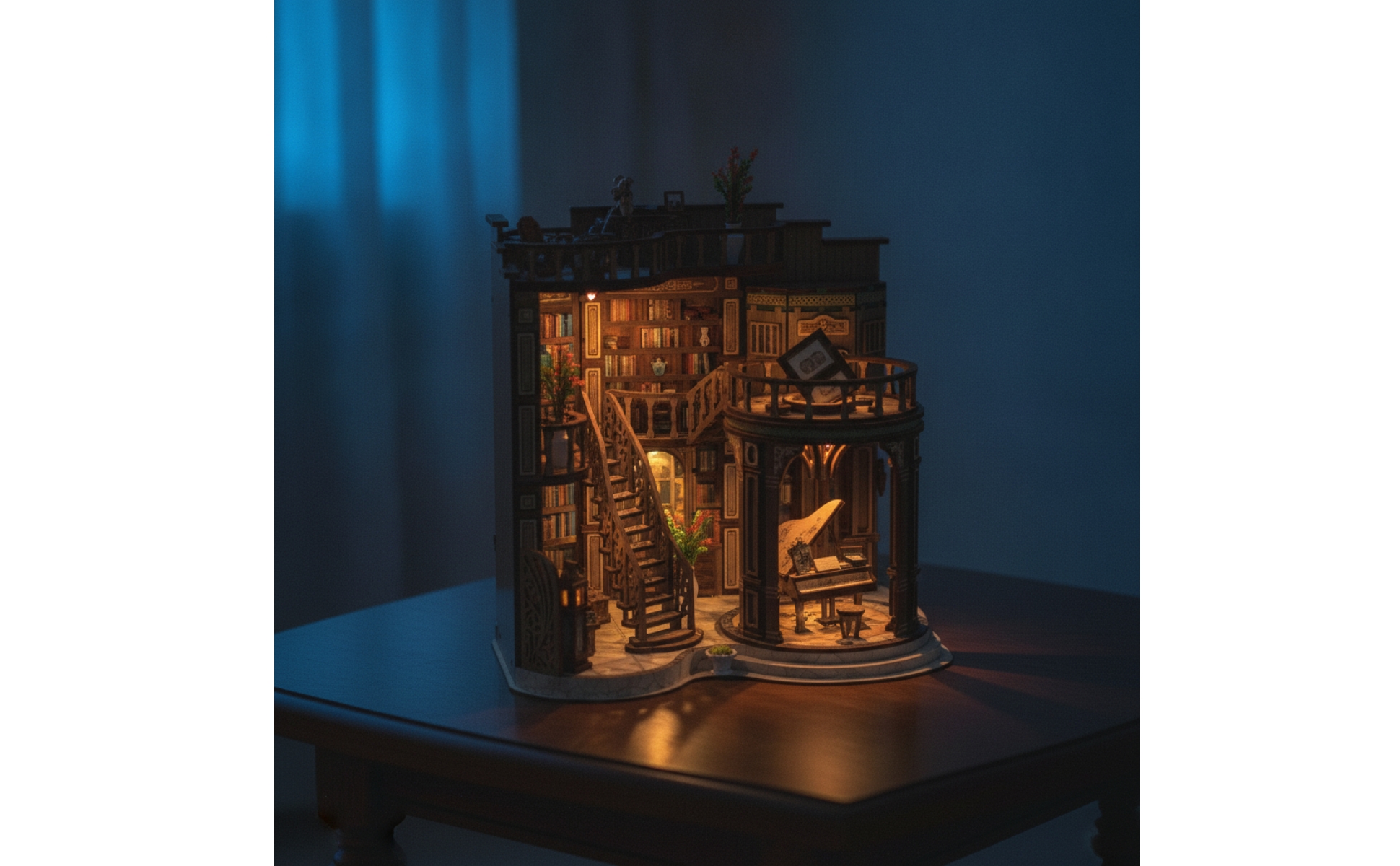 Book Nook Kit Precision-Cut MDF Miniature Book-Hall Kit Detailed for Home Décor