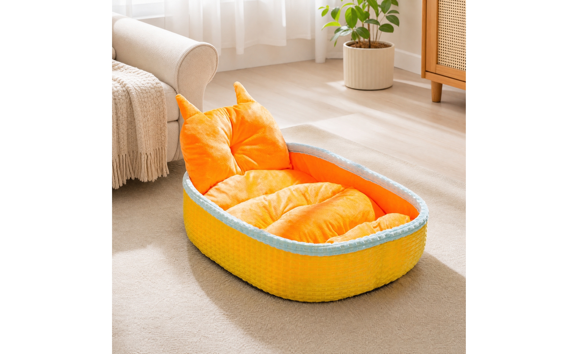 Lit avec Coussin Amovible Confortable Panier avec Bords Rembourrés Fermé