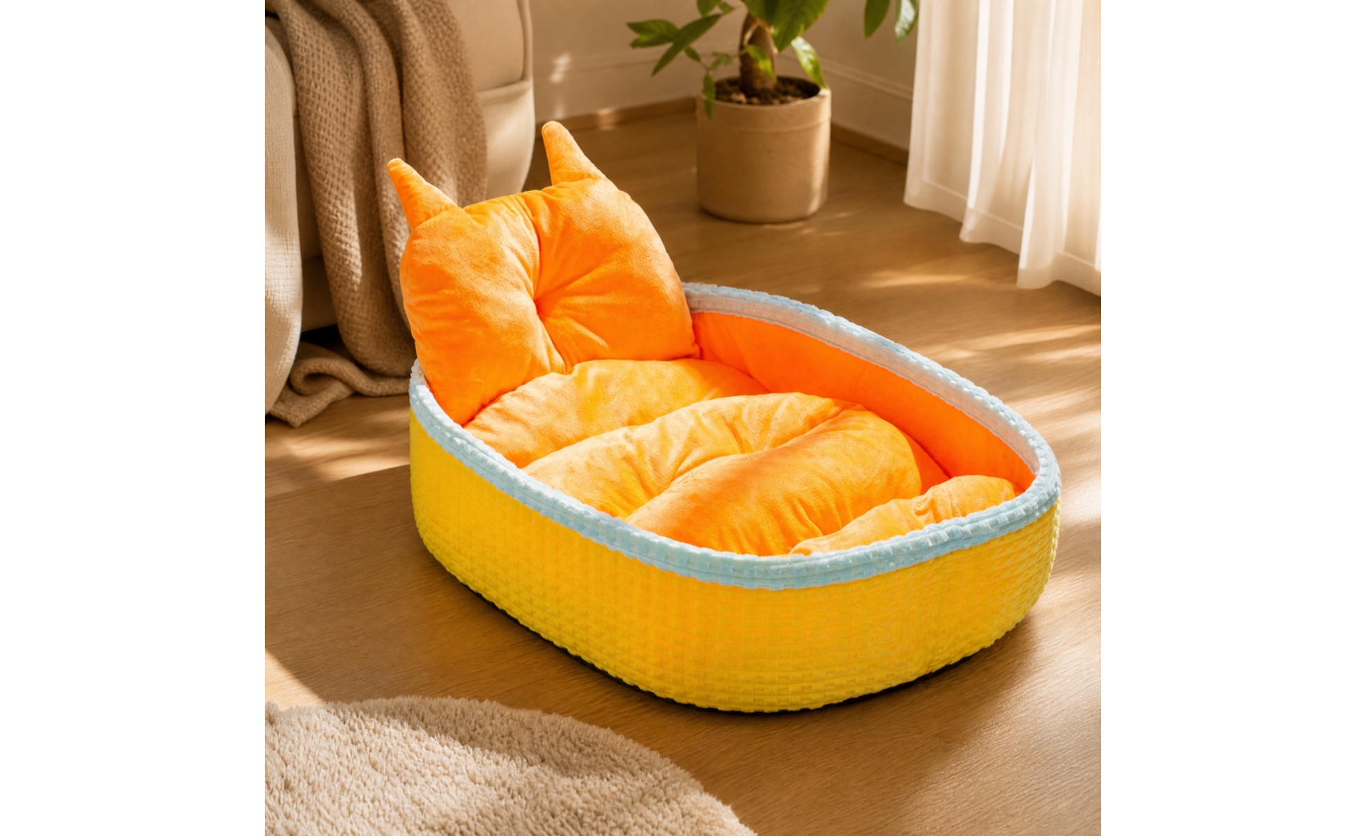 Lit avec Coussin Amovible Confortable Panier avec Bords Rembourrés Fermé